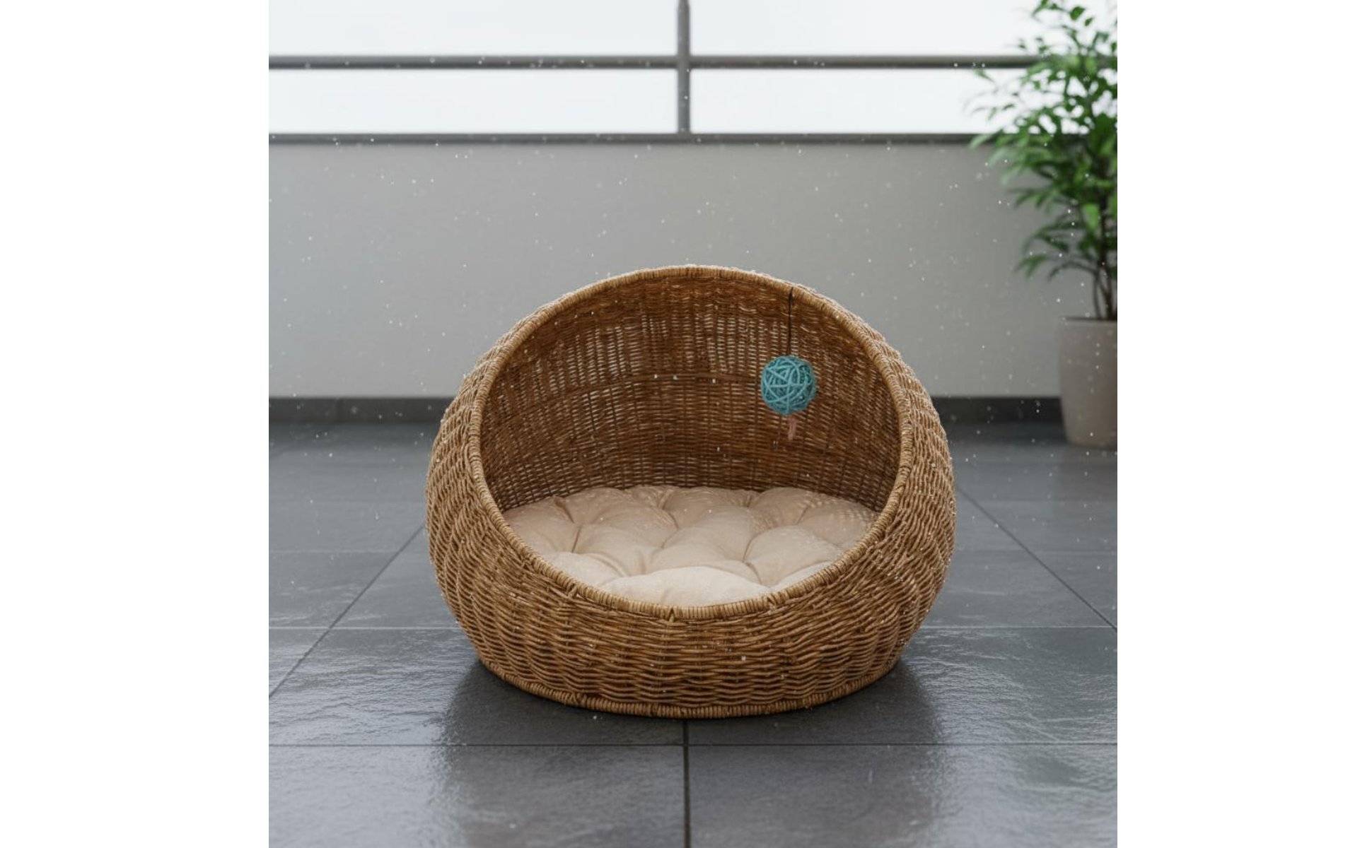 Rattan Design Feline Bed Moisture Resistant Feline Container Bed Sustainable PE