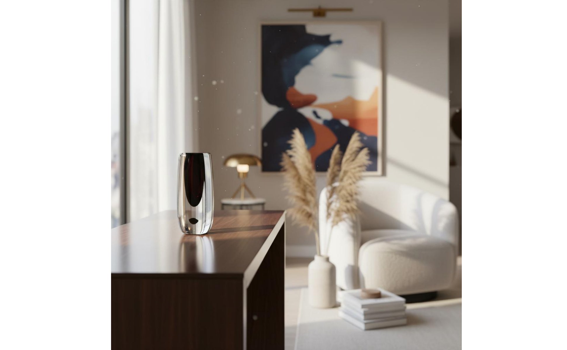 Smoked Glass Vase Minimalist Glass Vase Italian Design for Surface Top, Entryway