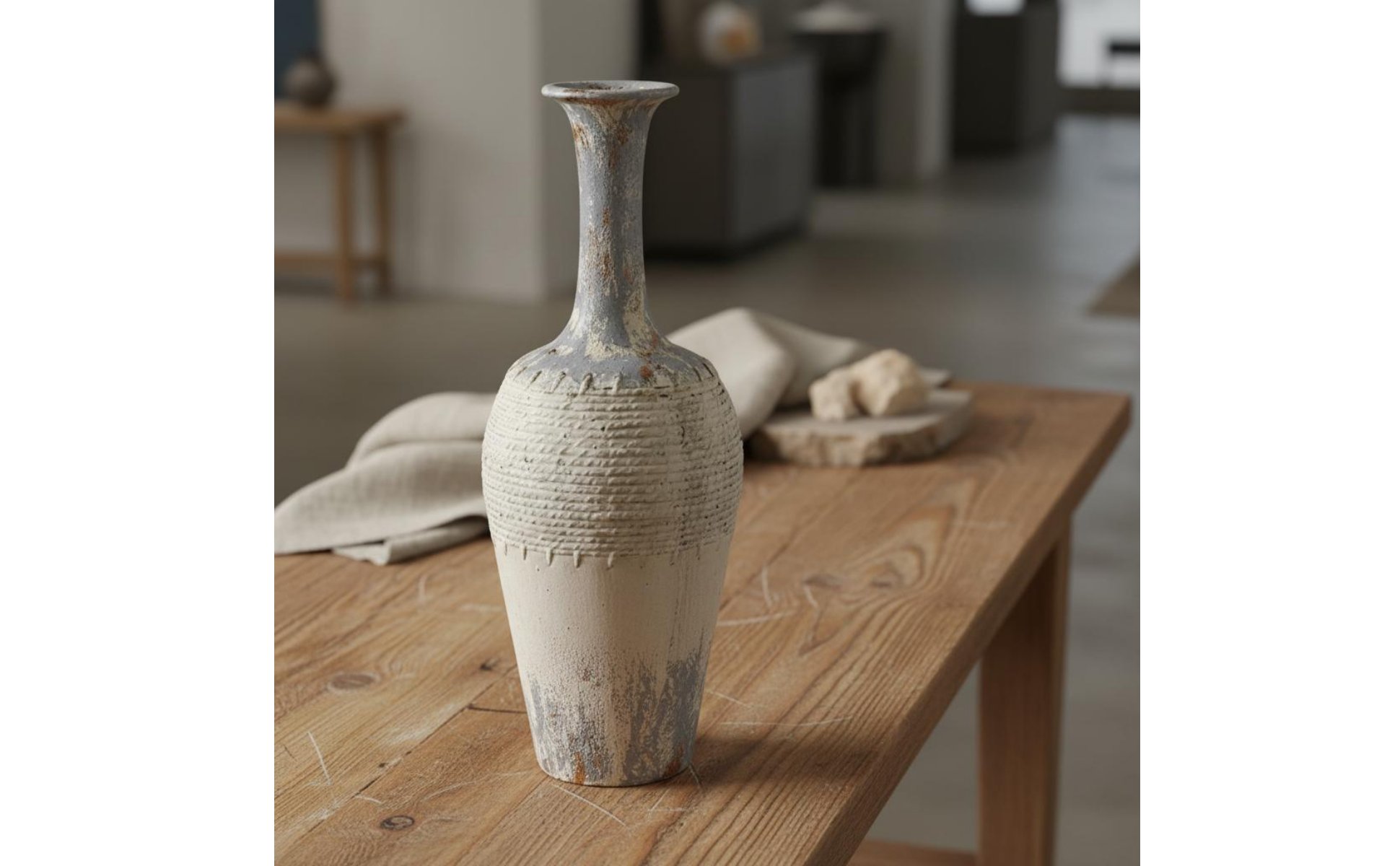 Distressed Ceramic Vase Natural Simplicity Design Rustic Tall Vase Vintage Look