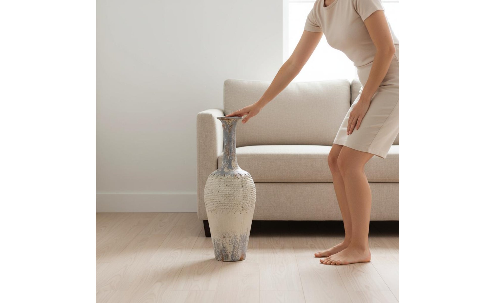 Distressed Ceramic Vase Natural Simplicity Design Rustic Tall Vase Vintage Look