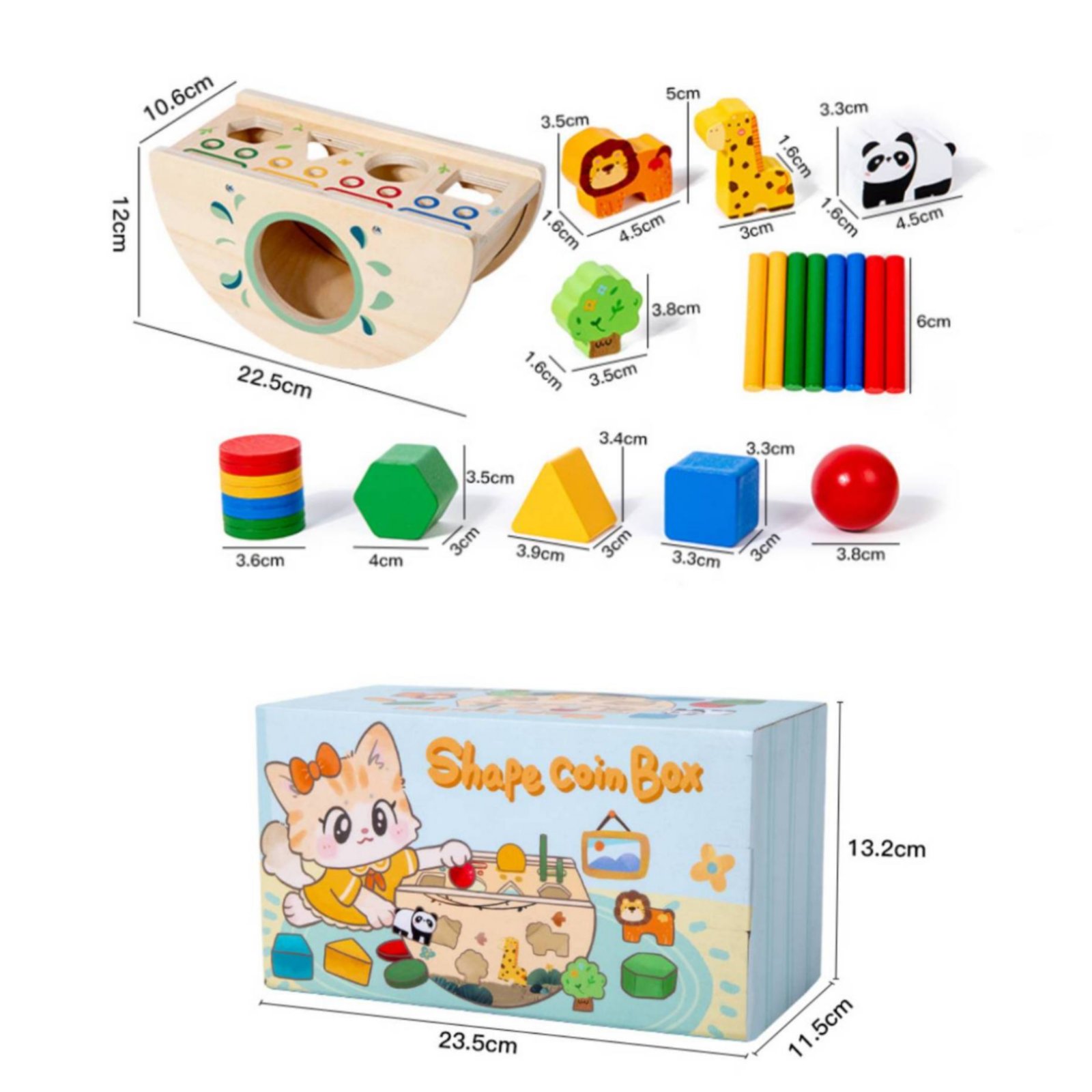 Wooden Shape Sorter Tone Variety Sorting Montessori Disc Box Sensory Play Wooden Disc Sorter for Young Children, Preschoolers, Preschool
