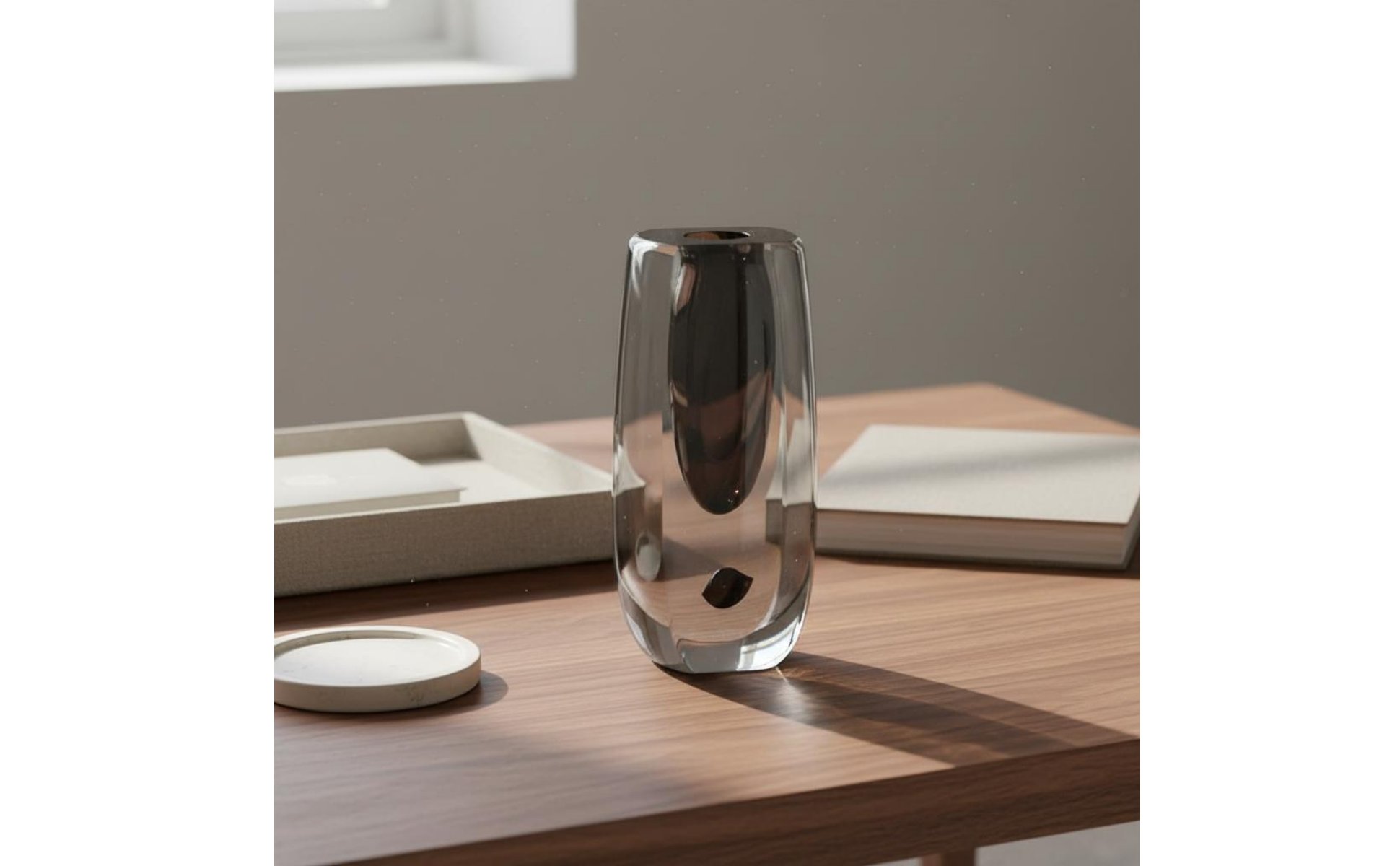 Smoked Glass Vase Minimalist Glass Vase Italian Design for Surface Top, Entryway