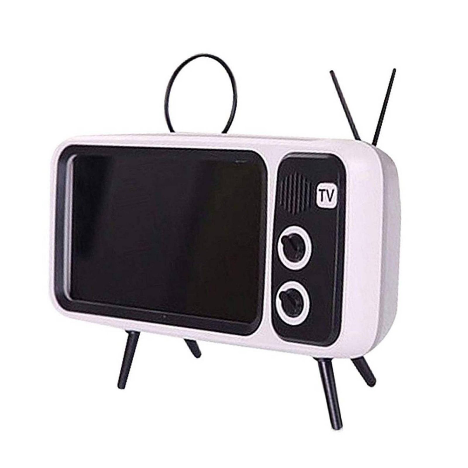 TV Style phone stand with Speaker Energy-Storing Vintage Television Phone Stand Decorative Ornament Vintage Television Holder for Table