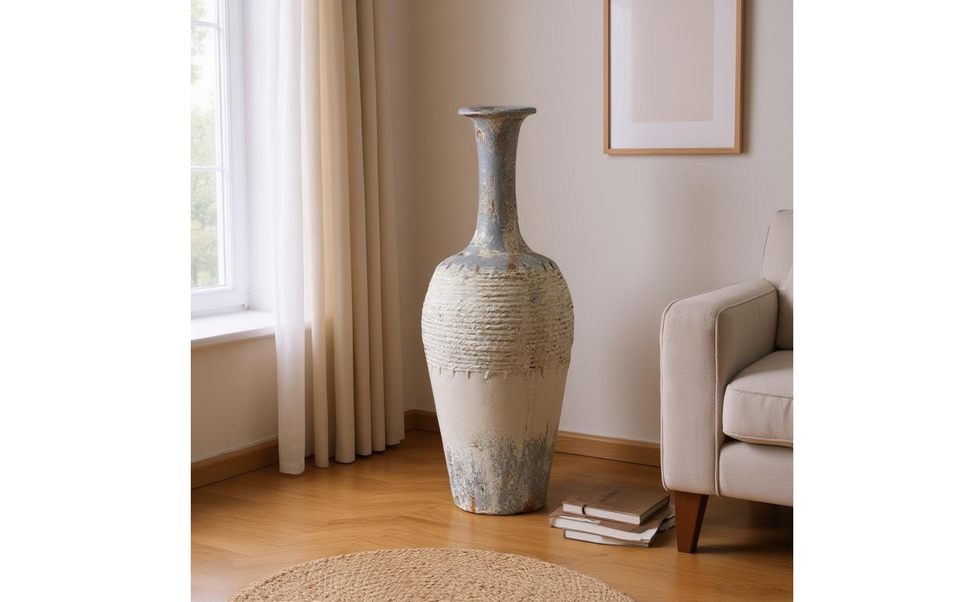 Distressed Ceramic Vase Natural Simplicity Design Rustic Tall Vase Vintage Look