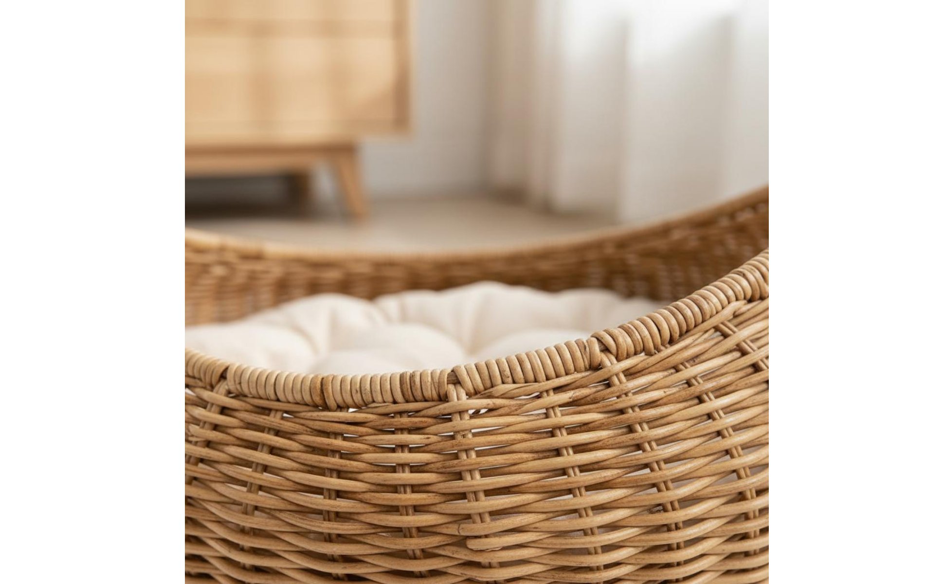 Rattan Design Feline Bed Moisture Resistant Feline Container Bed Sustainable PE
