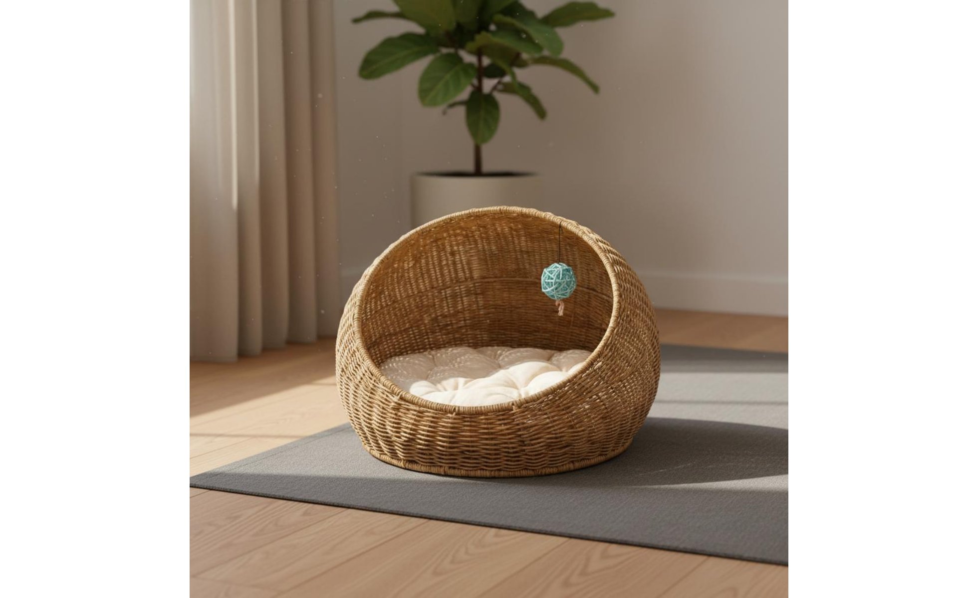 Rattan Design Feline Bed Moisture Resistant Feline Container Bed Sustainable PE