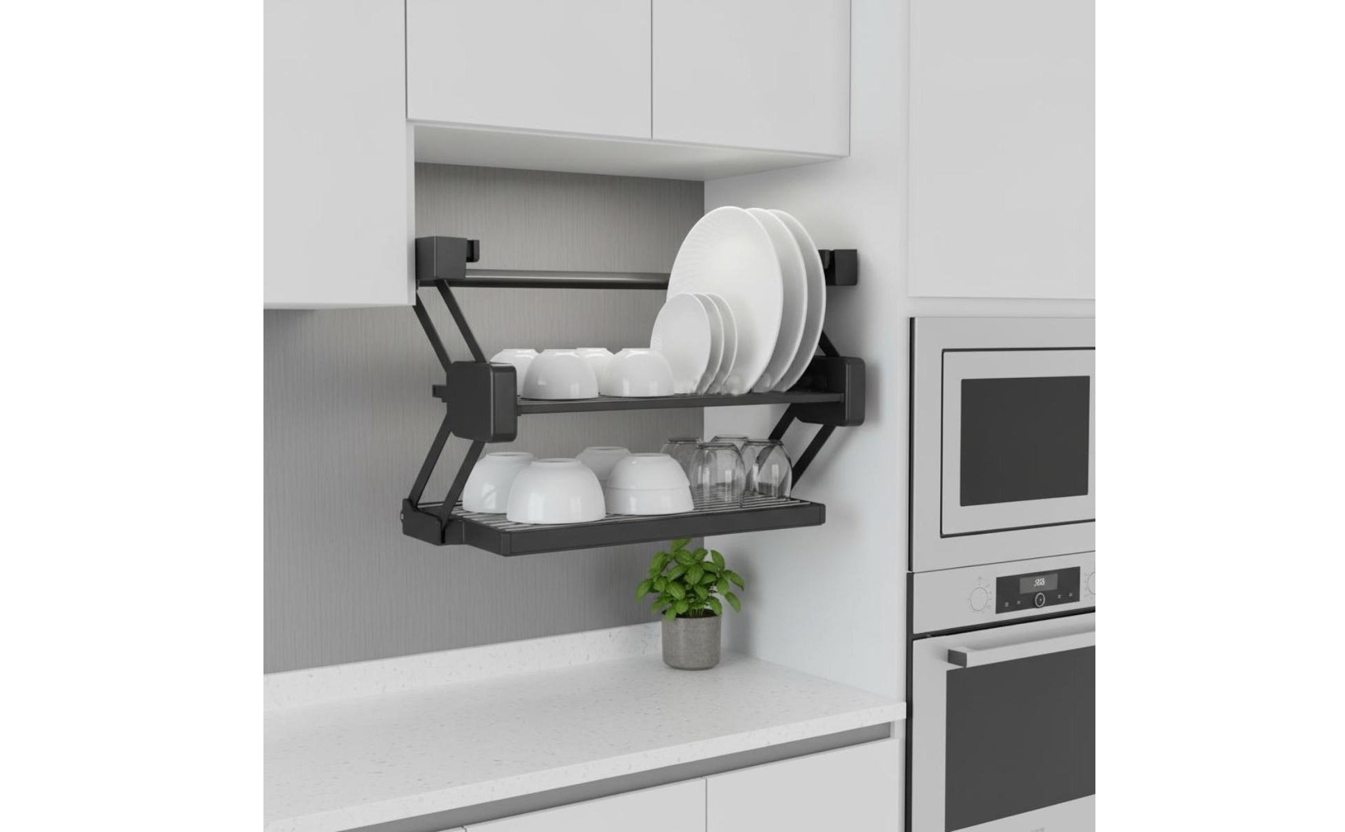 Pull-down Shelf Foldable Drop down Rack Double Layer for Kitchen