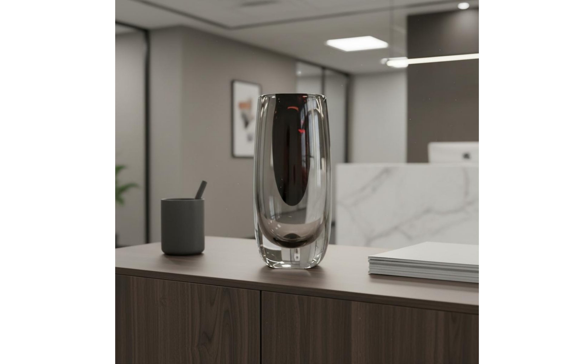 Smoked Glass Vase Minimalist Glass Vase Italian Design for Surface Top, Entryway