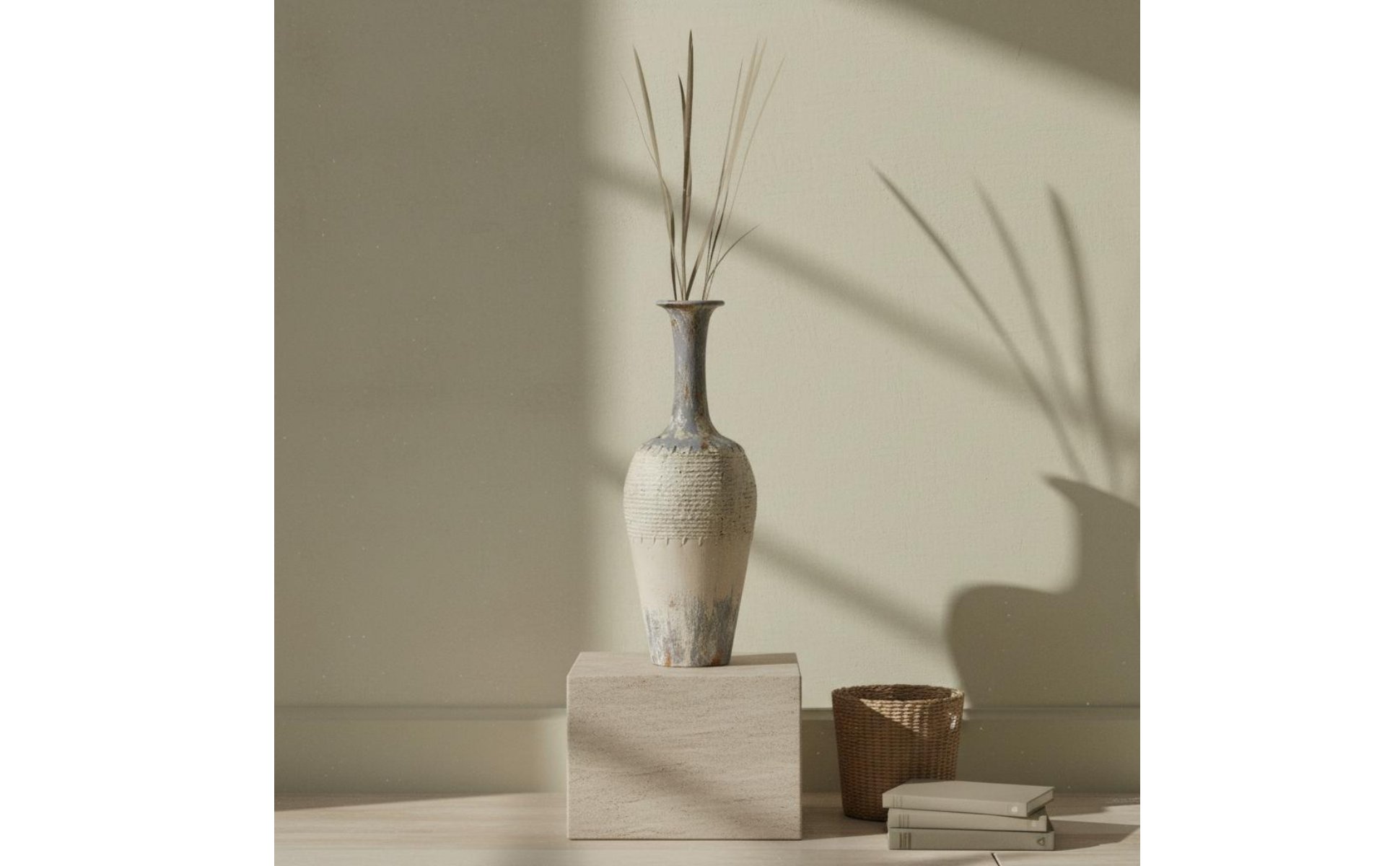 Distressed Ceramic Vase Natural Simplicity Design Rustic Tall Vase Vintage Look