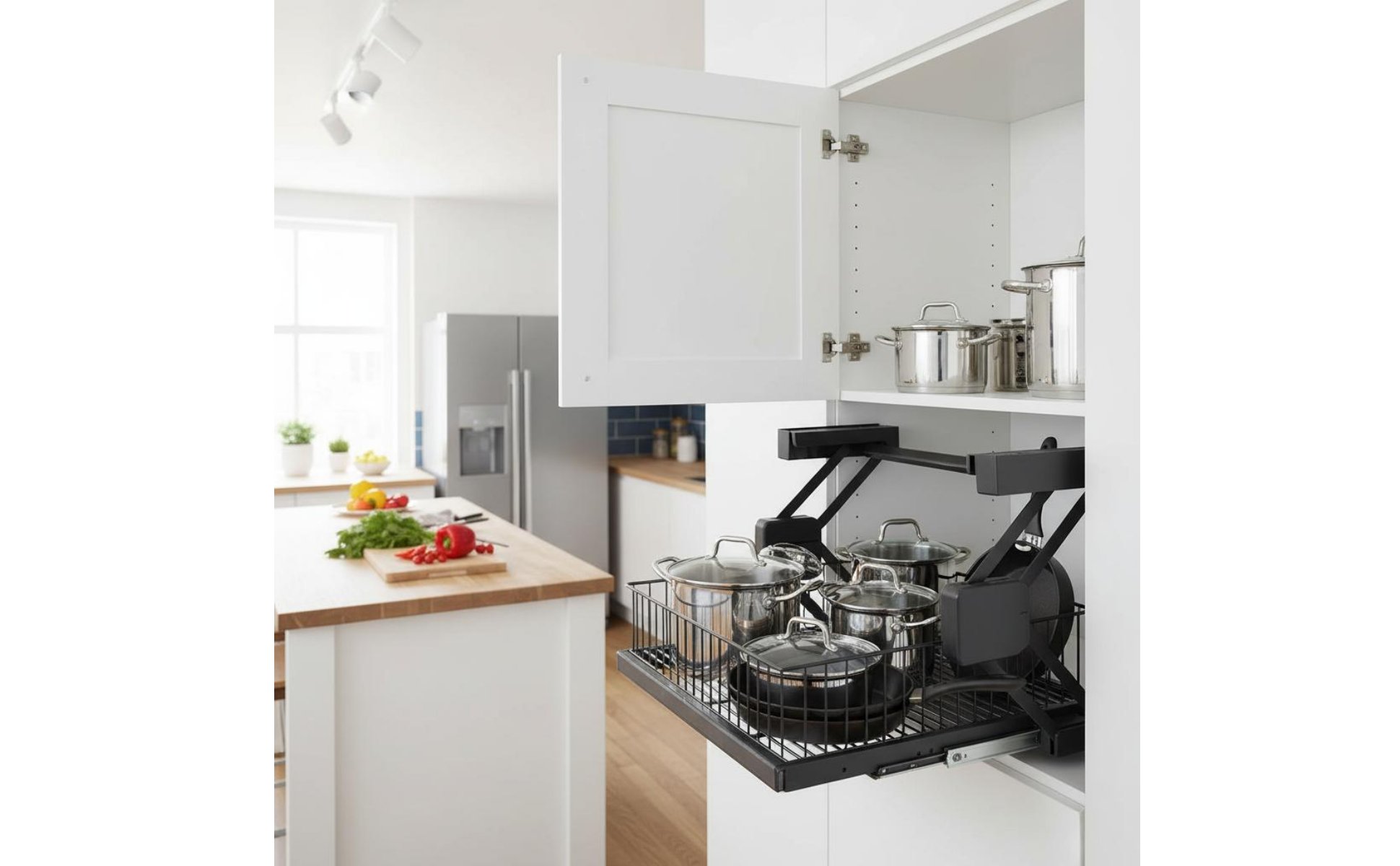 Pull-down Shelf Foldable Drop down Rack Double Layer for Kitchen