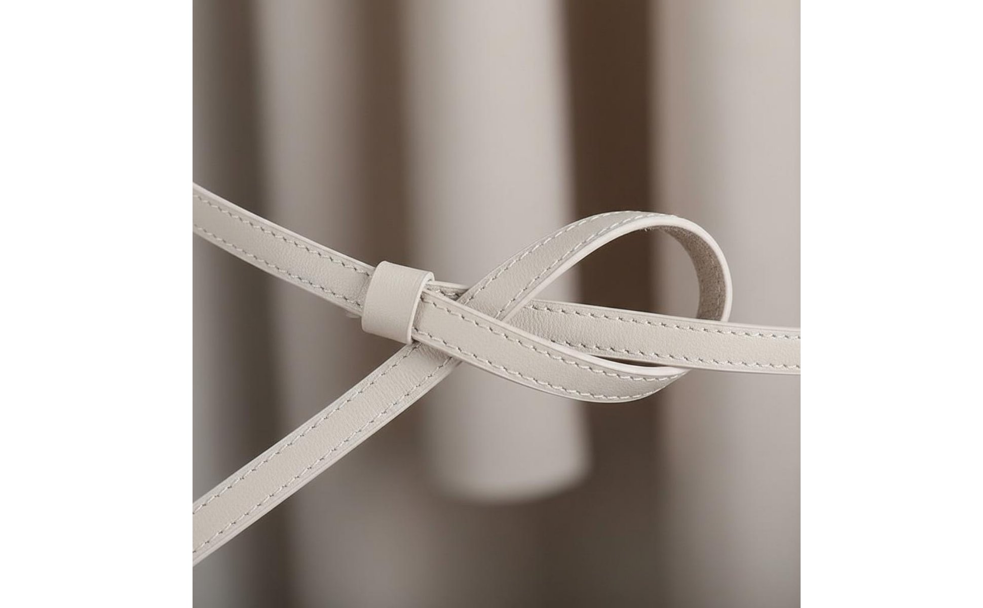 Black Leather Tie Belt Knot Design Double Loop Belt Minimalist for Dress, Women