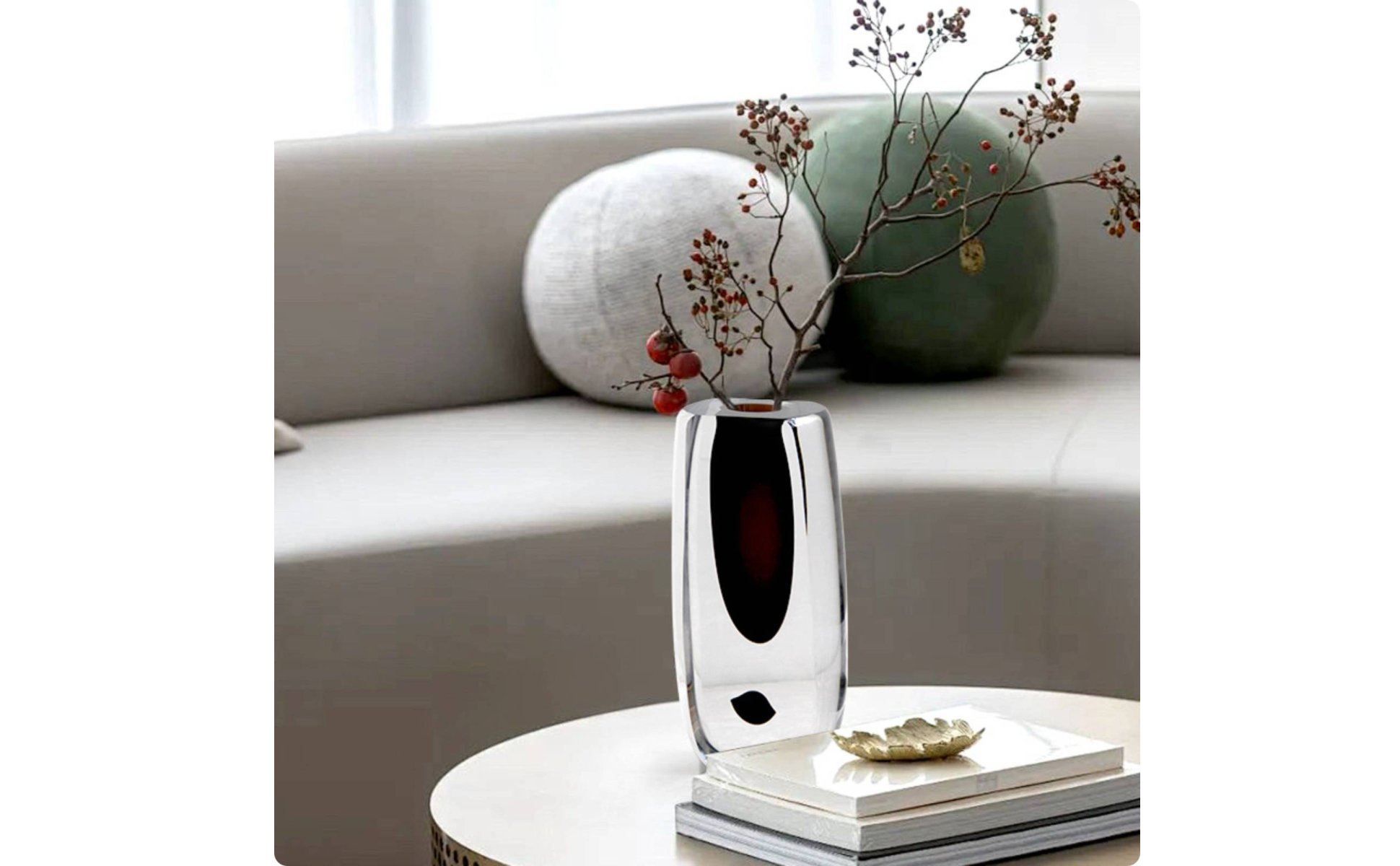 Smoked Glass Vase Minimalist Glass Vase Italian Design for Surface Top, Entryway