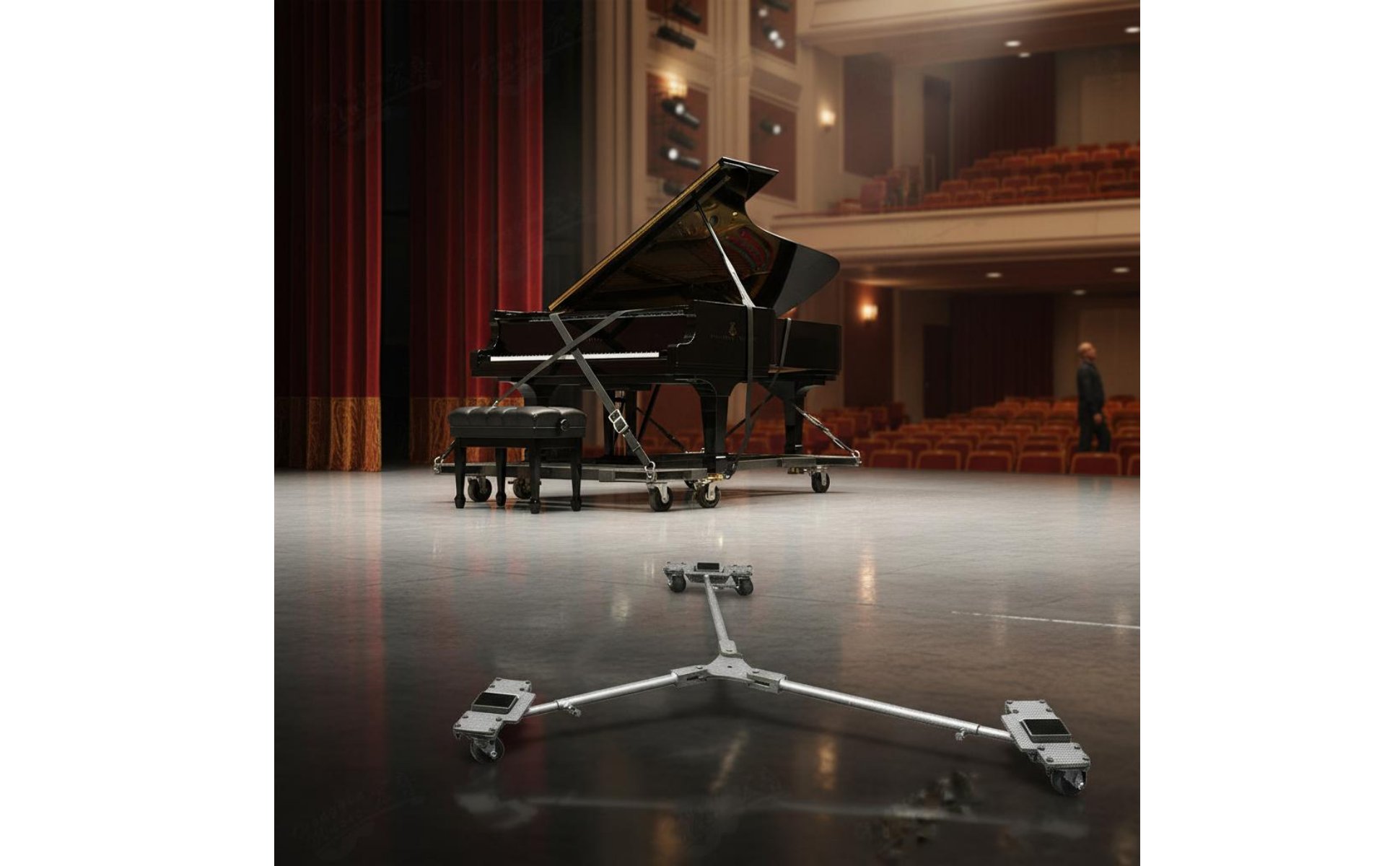 3 pieces/set Foldable Folding Piano Carriage Heavy Duty Grand Piano Moving Dolly Smooth Rolling Music Equipment Stable Placement for Professionals, Transport