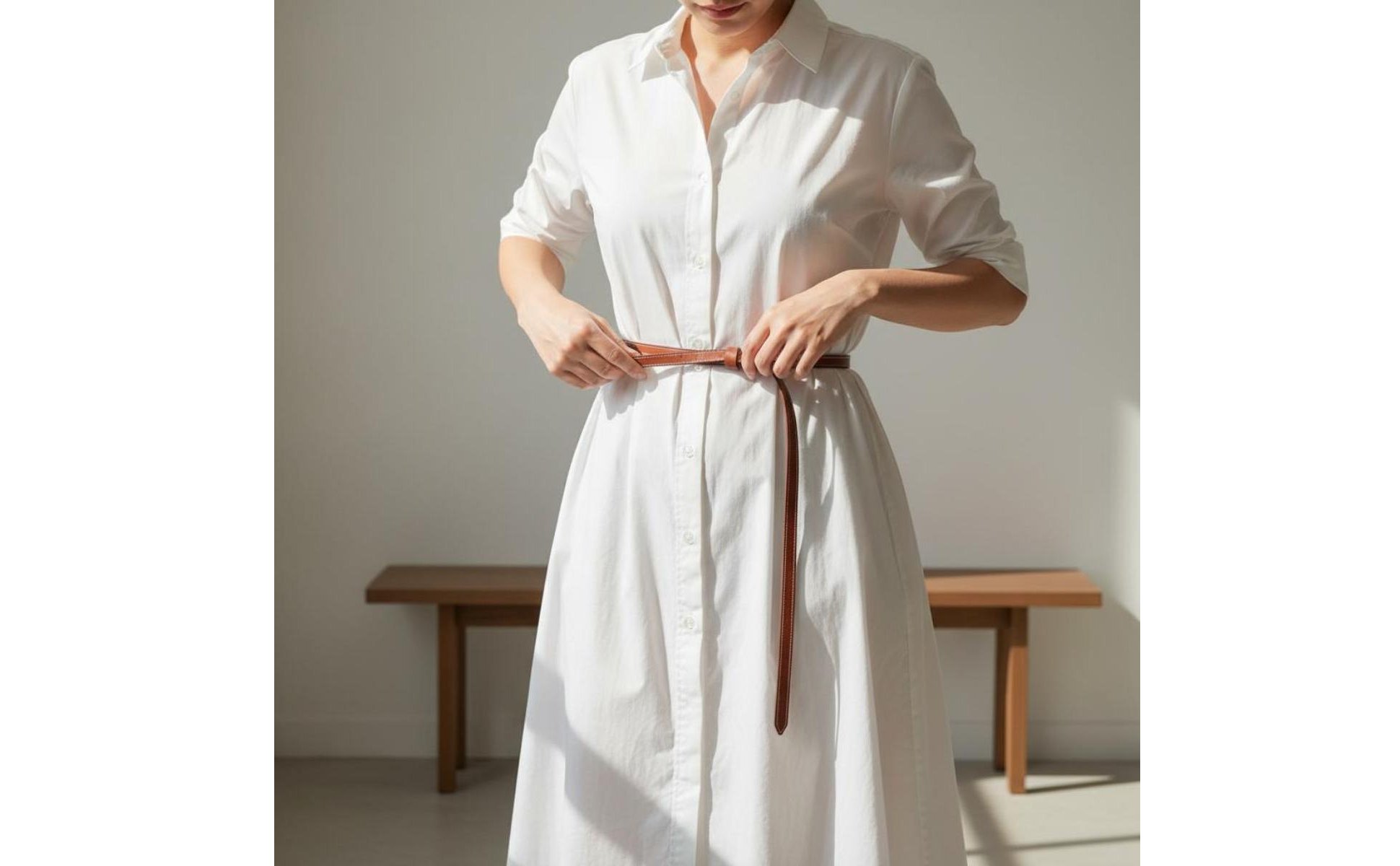 Black Leather Tie Belt Knot Design Double Loop Belt Minimalist for Dress, Women