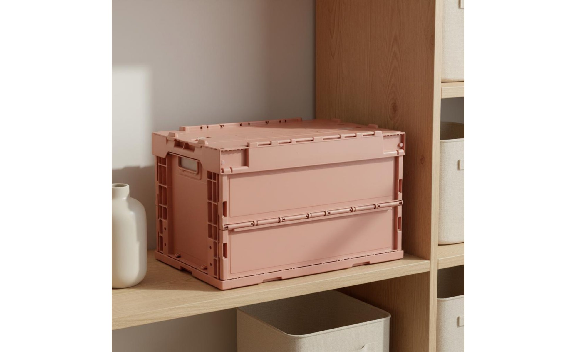 50L Plastic Crate Solid Color Plastic Folding Crate Large Capacity for Logistics
