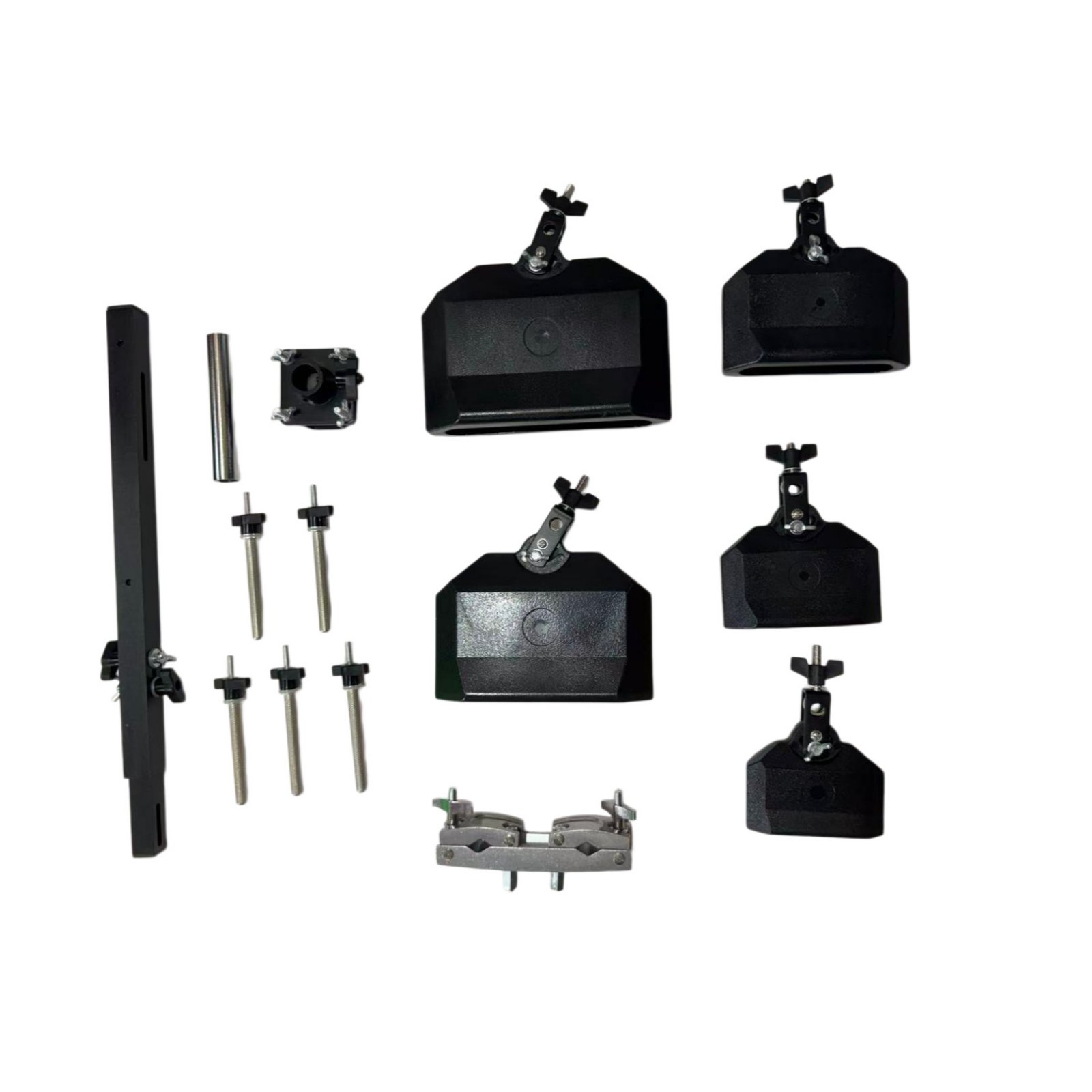 5 Bell Cowbell Stand Bright Tone Metal Cowbells on Stand Polished Surface Music Instrument for Drummers