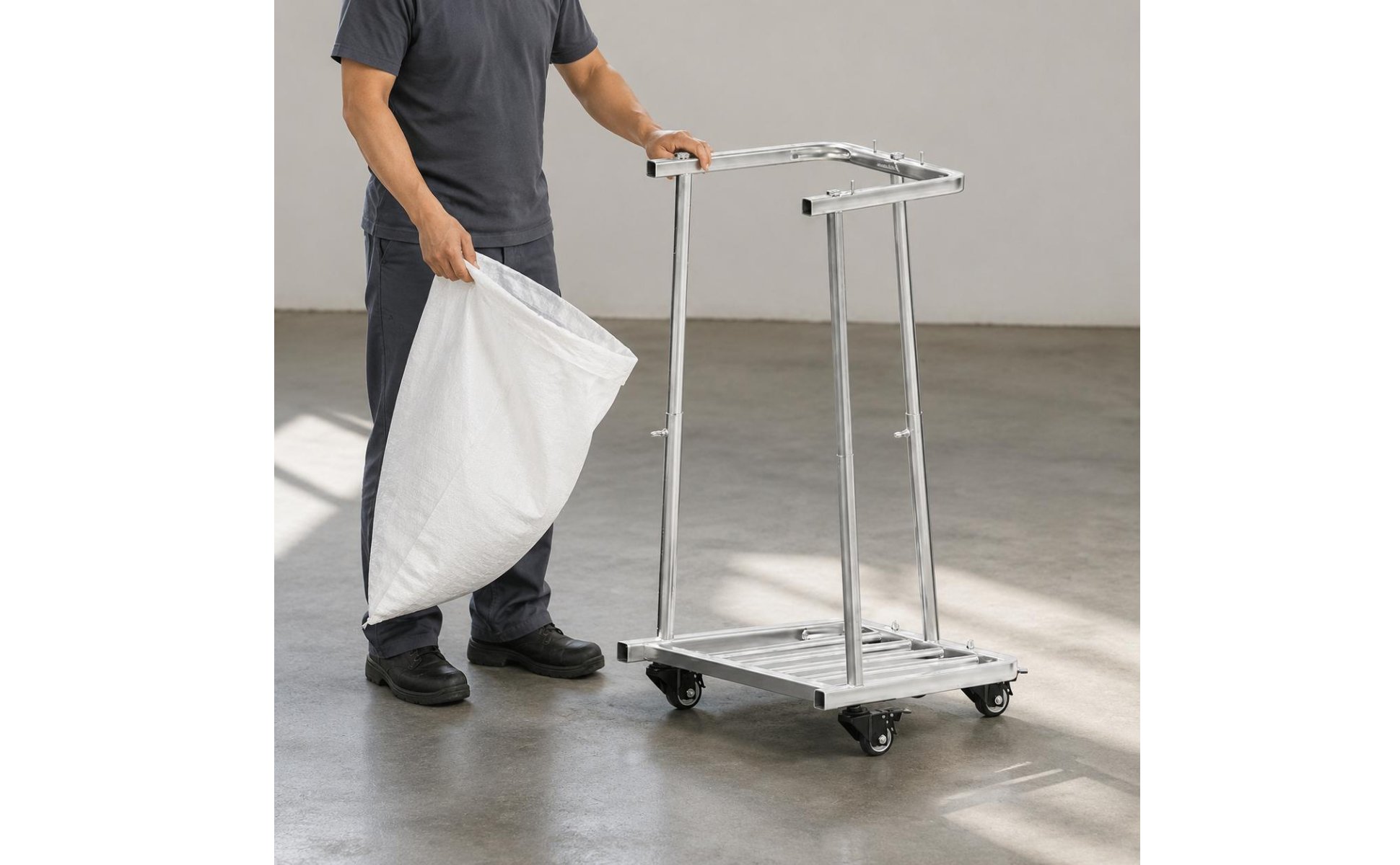 Stainless Steel Bag Holder Frame Mobile Bag Filling Stand Hands-Unrestricted