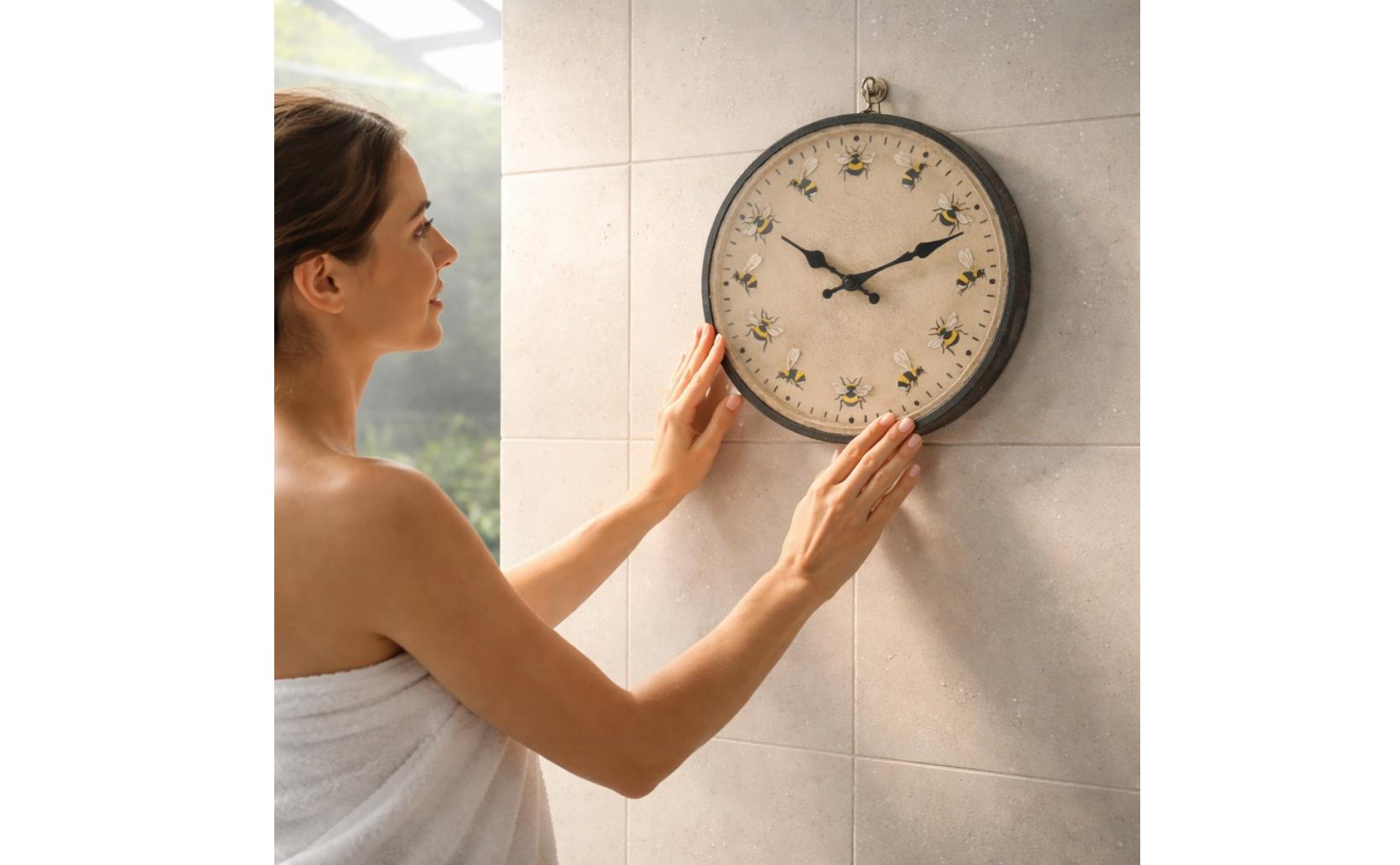 Bee Wall Wall Clock IP44 Waterproof Garden Wall Wall Clock Anti-Fog for Bathroom