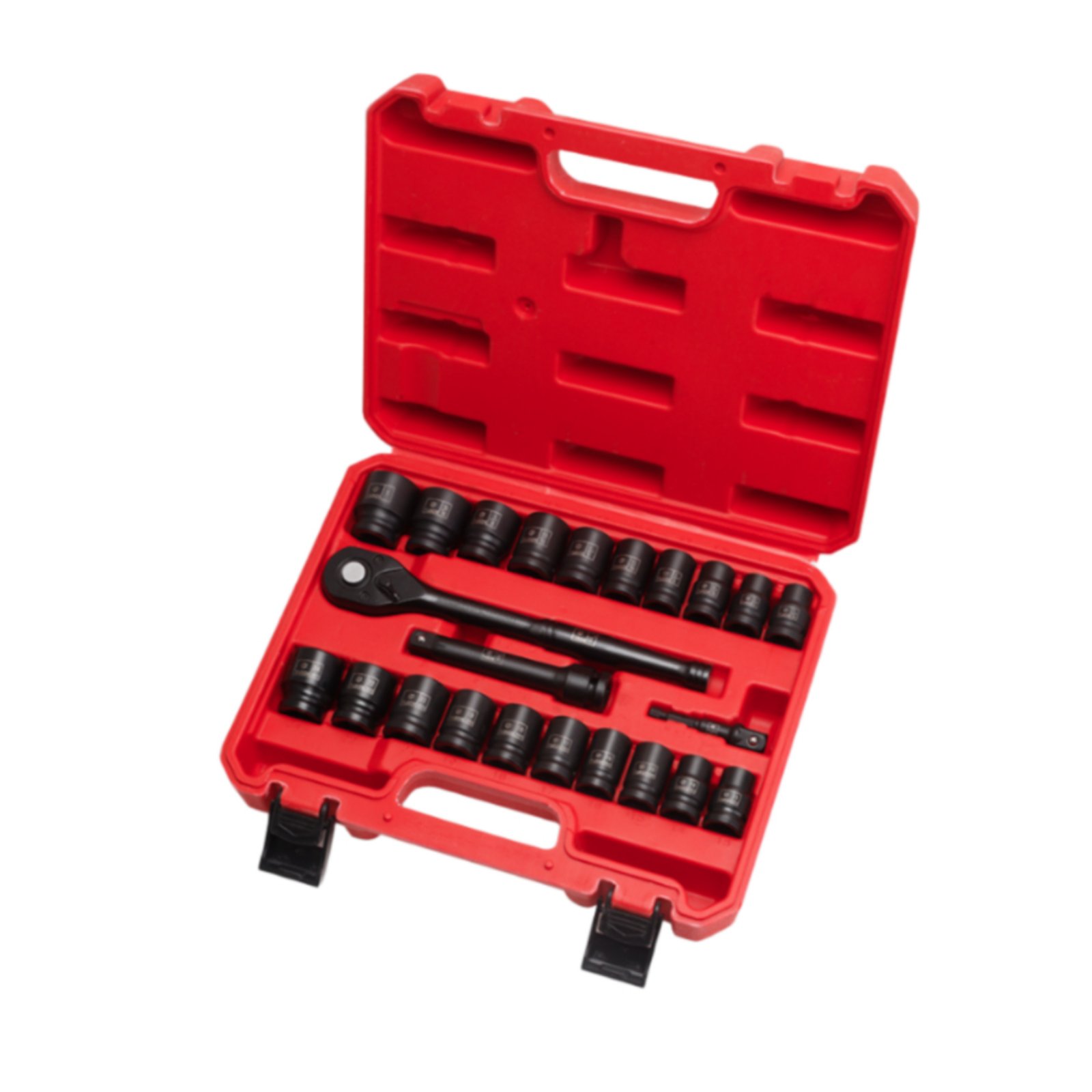 23 Pieces 1/2 Inch Impact Socket Set 6 Point Design Short Hex Socket Set Heavy Duty Storage Case Hand Tools for Auto Repair, Workshop