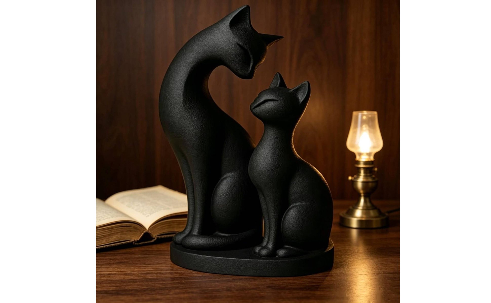 Katzenstatue dekorativ Katzen-Dekofigur kunstvoll für Schreibtisch, Wohnzimmer