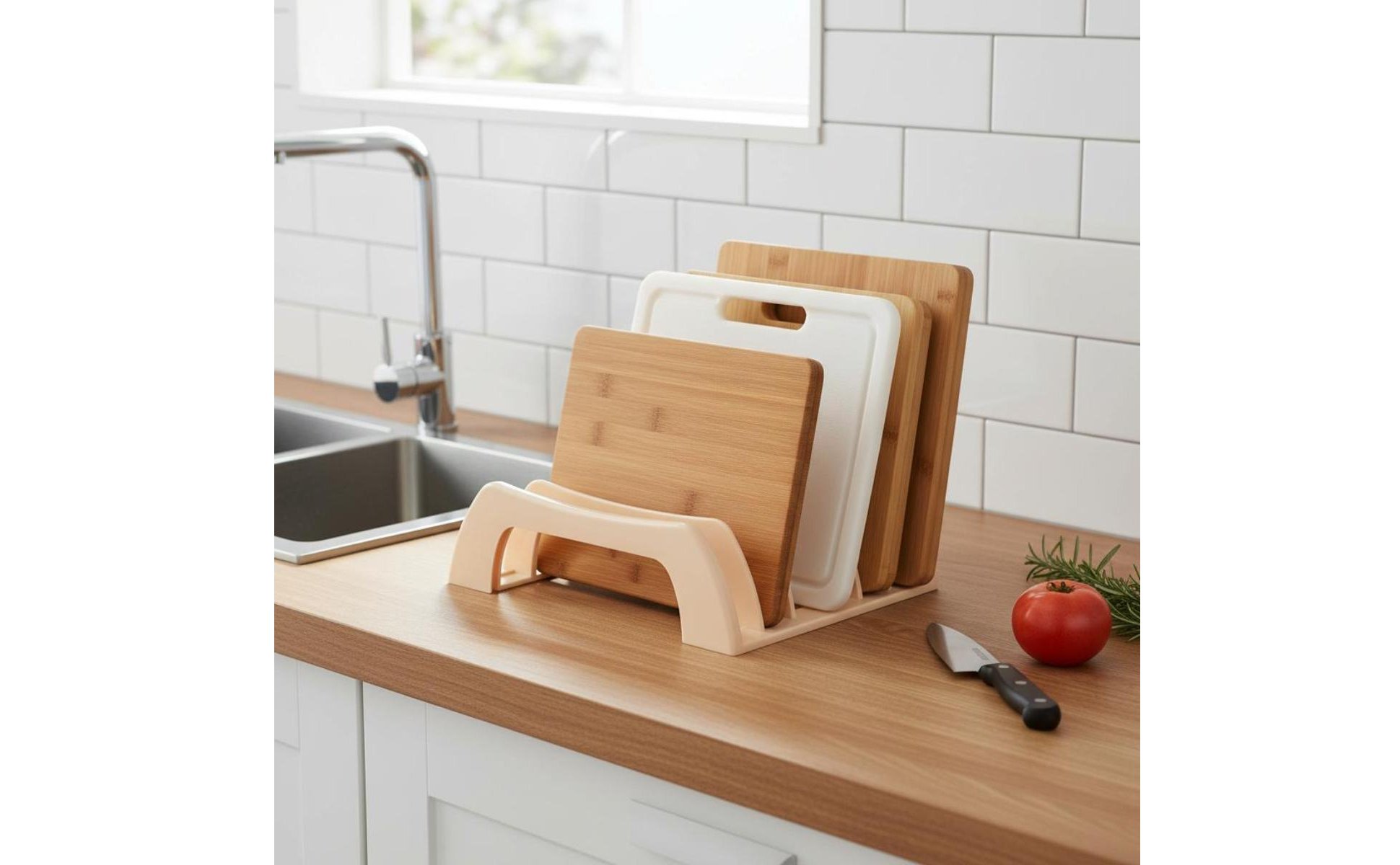 3 Slot Chopping Board Organizer Ventilated Board Holder
