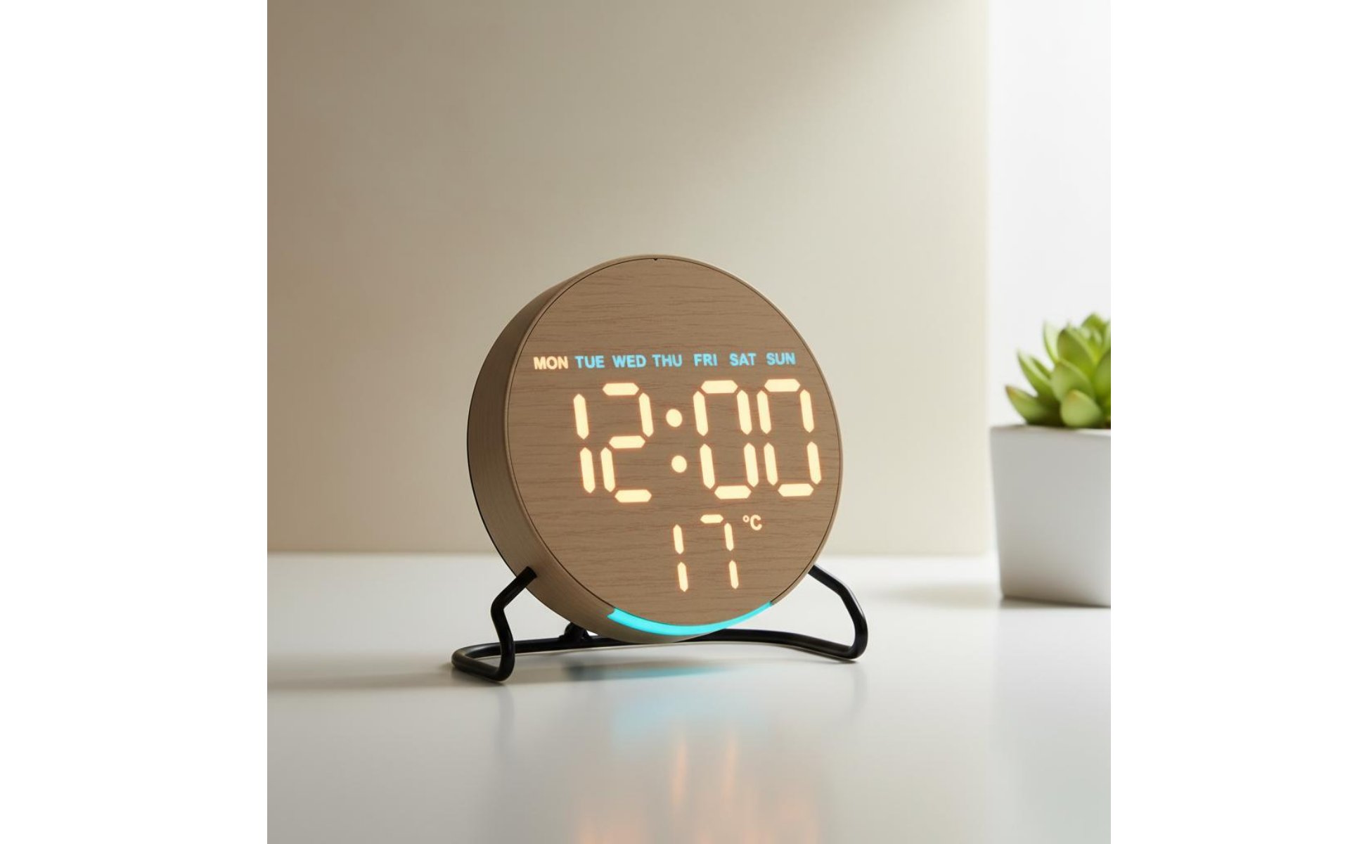 Wooden LED Alarm Timepiece Ambient Light Wooden Digital Alarm Timepiece