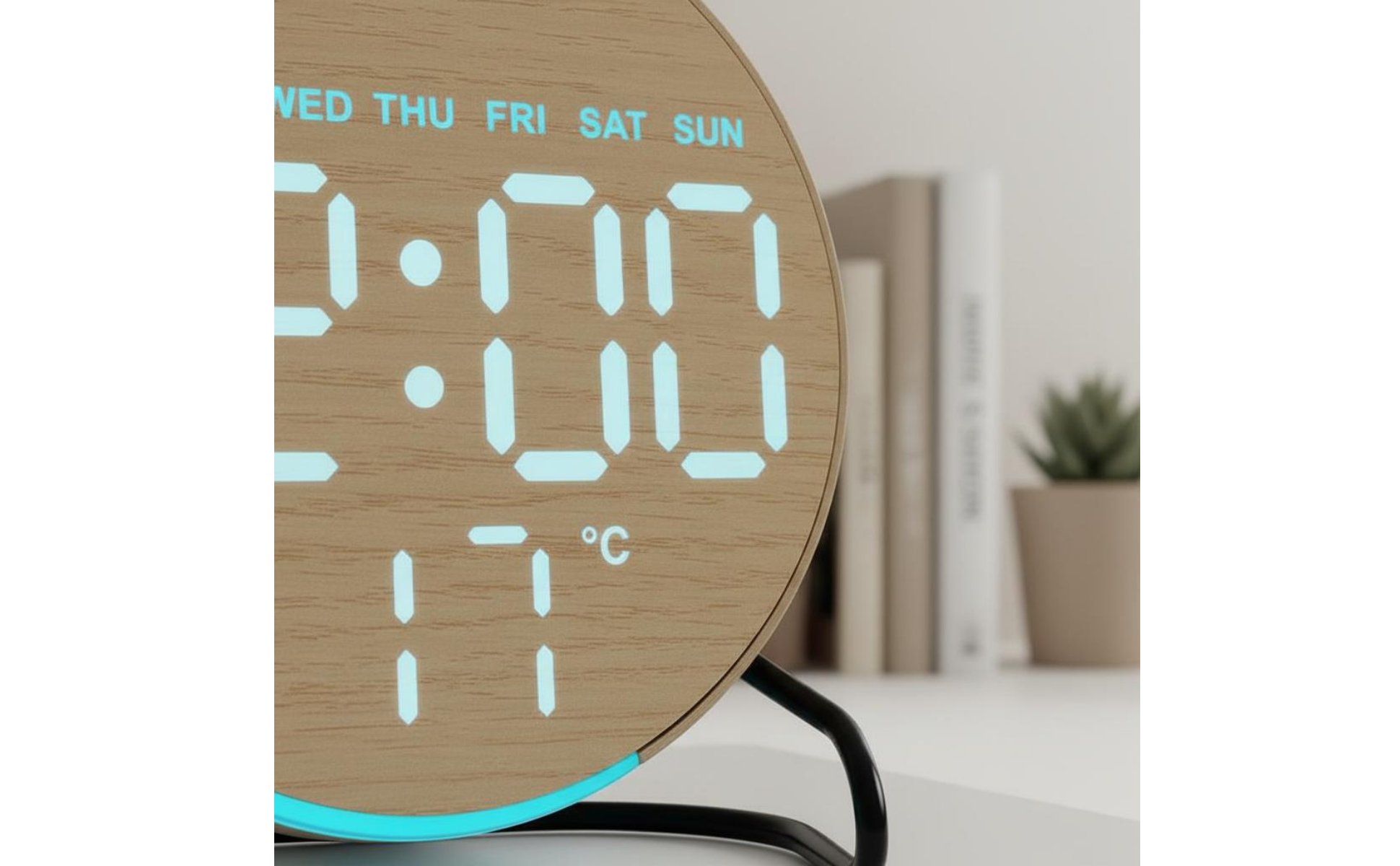 Wooden LED Alarm Timepiece Ambient Light Wooden Digital Alarm Timepiece