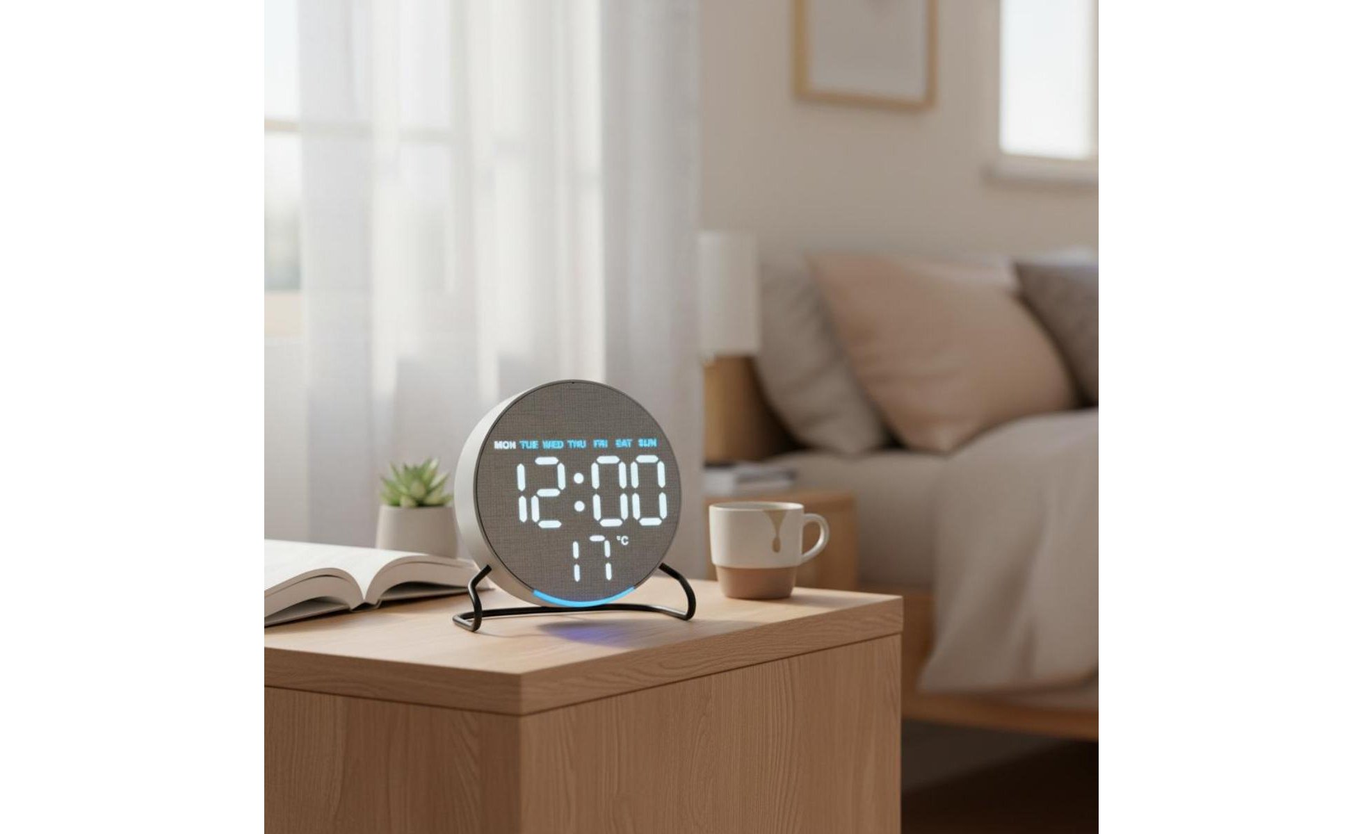 Wooden LED Alarm Timepiece Ambient Light Wooden Digital Alarm Timepiece
