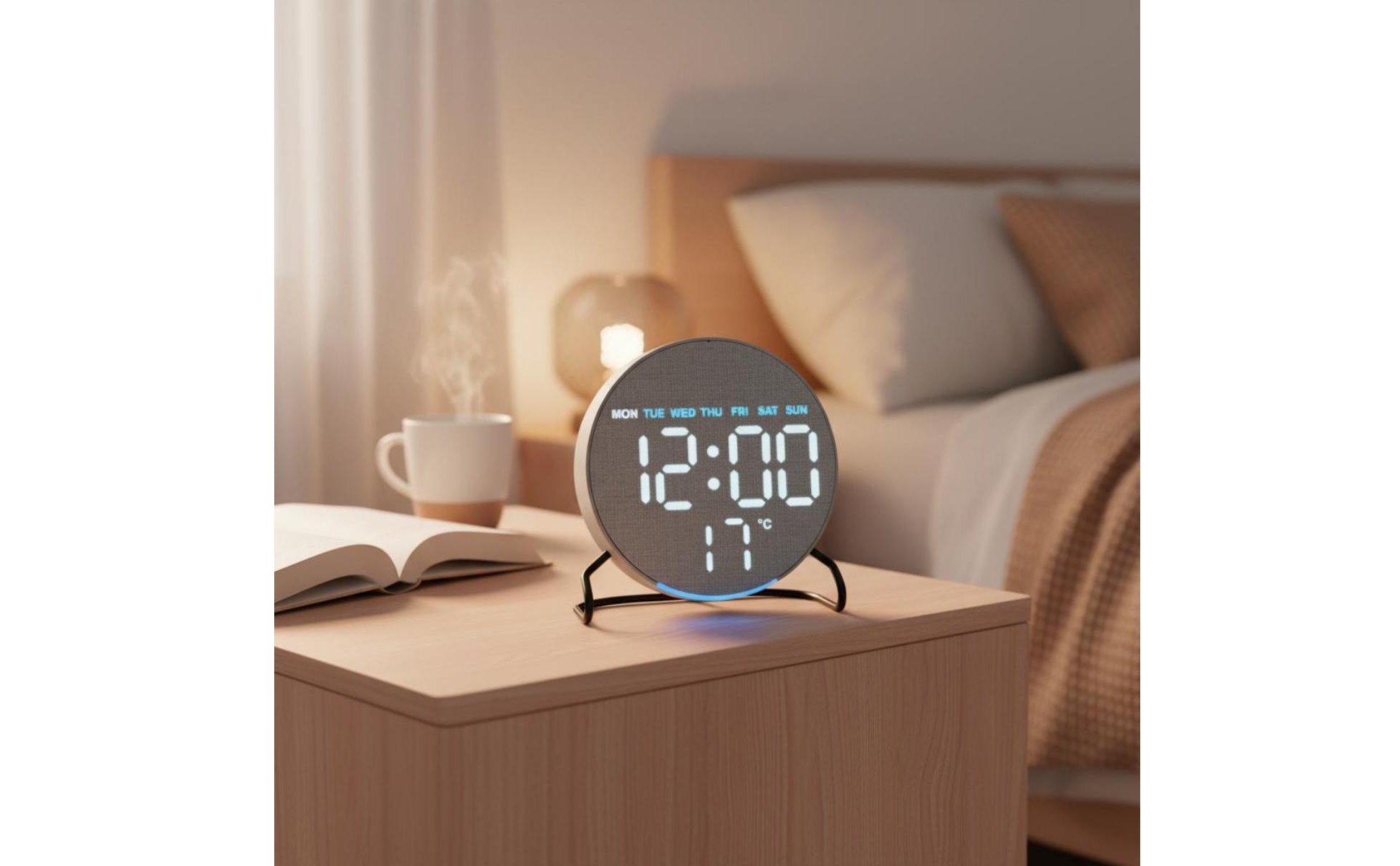Wooden LED Alarm Timepiece Ambient Light Wooden Digital Alarm Timepiece