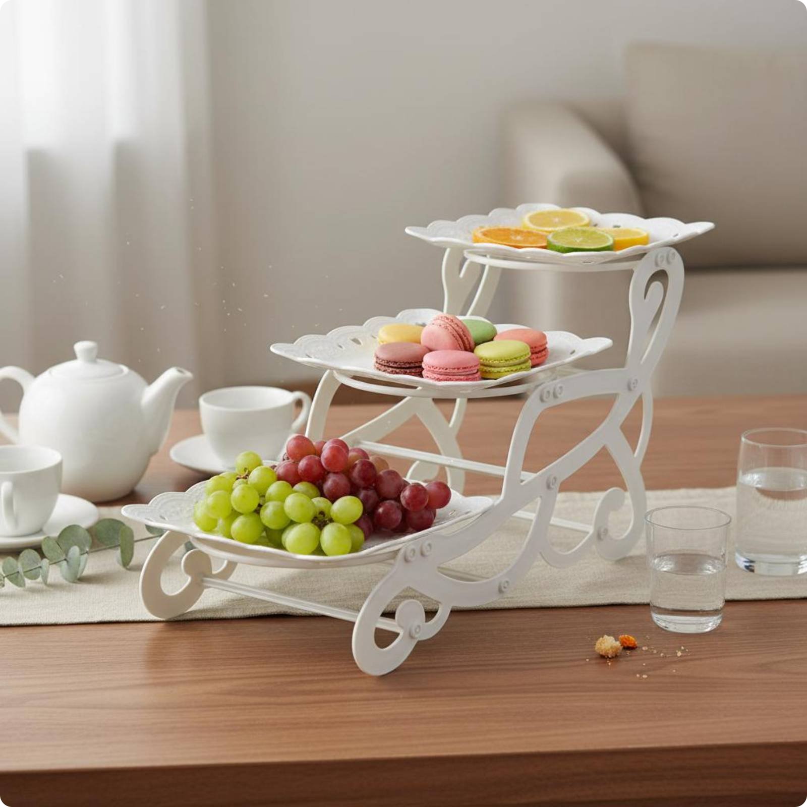 3 Tier Fruit Tray Multi-Function 3 Tier Fruit Tray Easy to Clean for Birthday