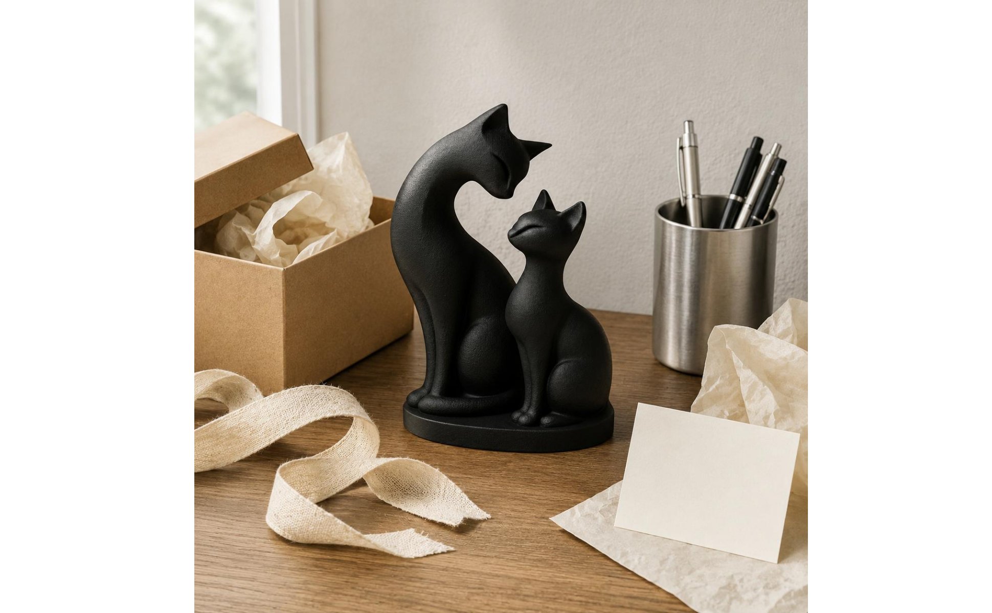 Katzenstatue dekorativ Katzen-Dekofigur kunstvoll für Schreibtisch, Wohnzimmer