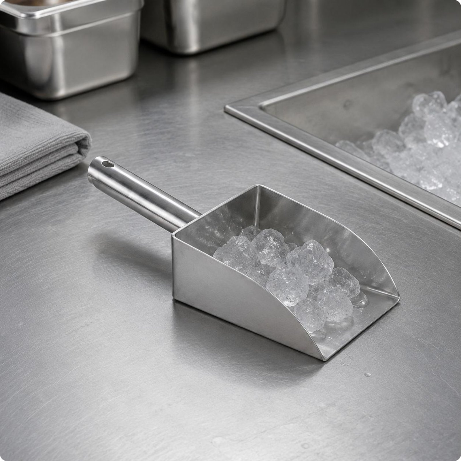 304 Stainless Steel Ice Scoop Commercial Grade Square Ice Heavy Duty