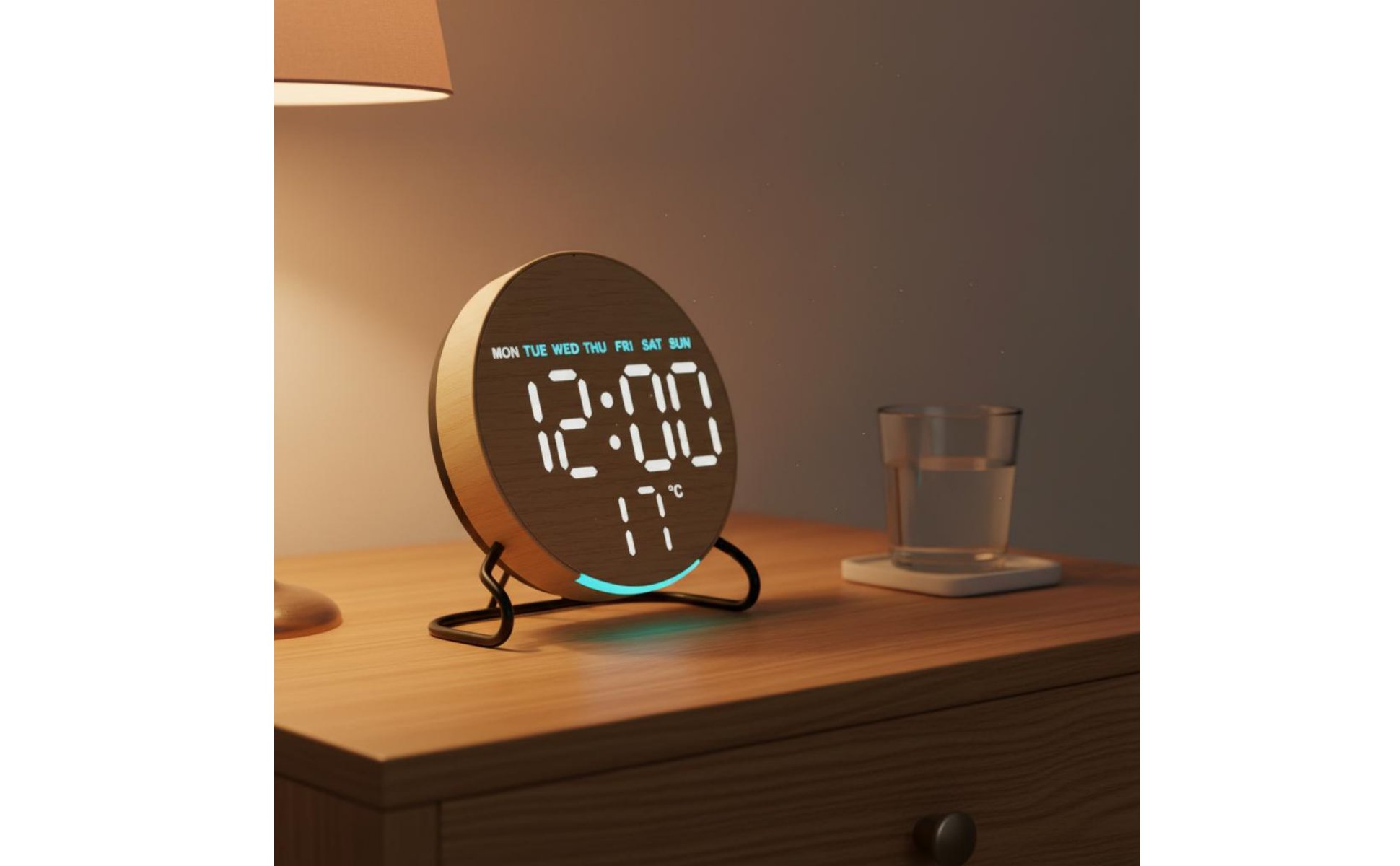 Wooden LED Alarm Timepiece Ambient Light Wooden Digital Alarm Timepiece