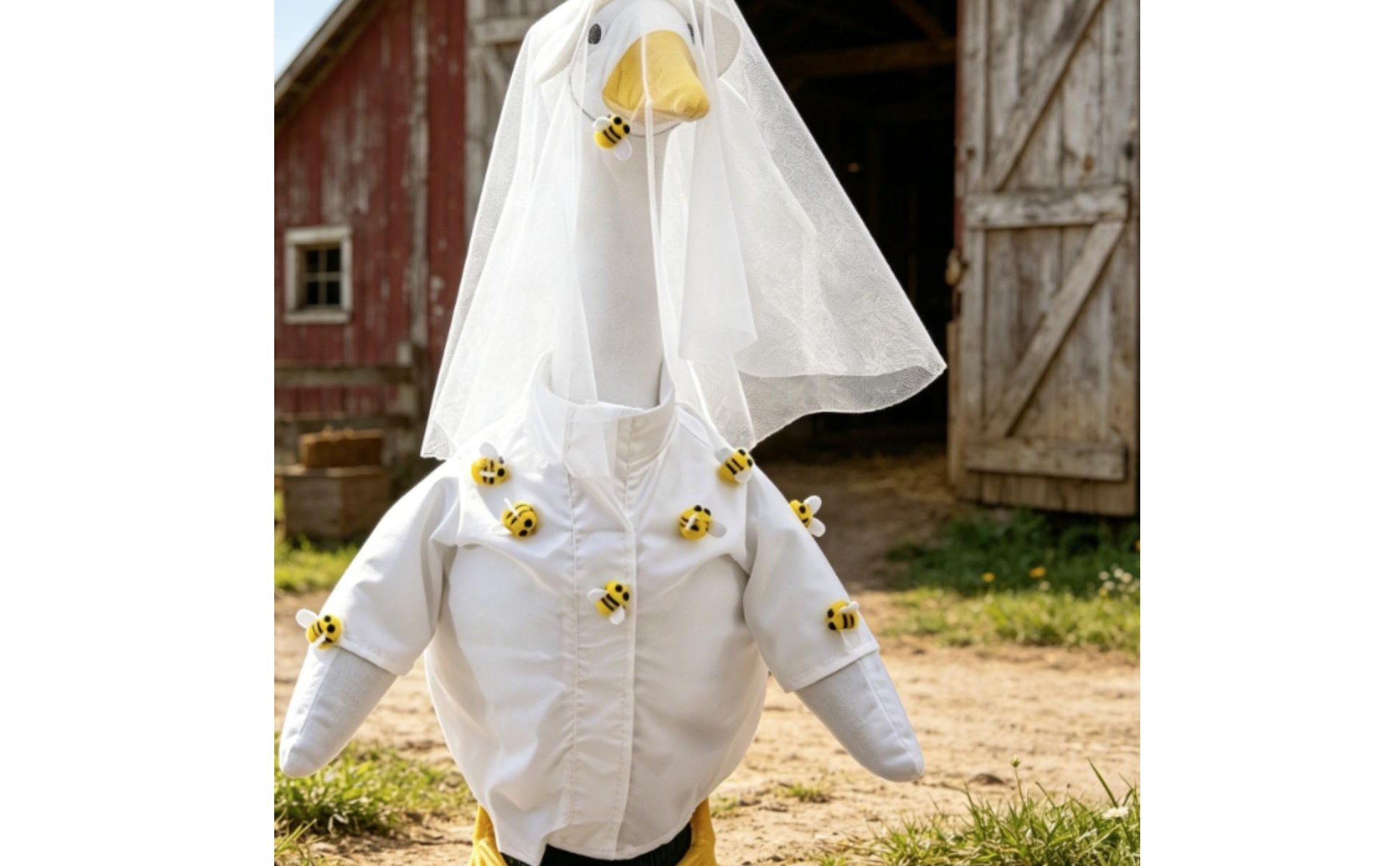 Gänsefigur Kleid Festlich Bienen Gans Deko Niedlich Für Porch, Hof