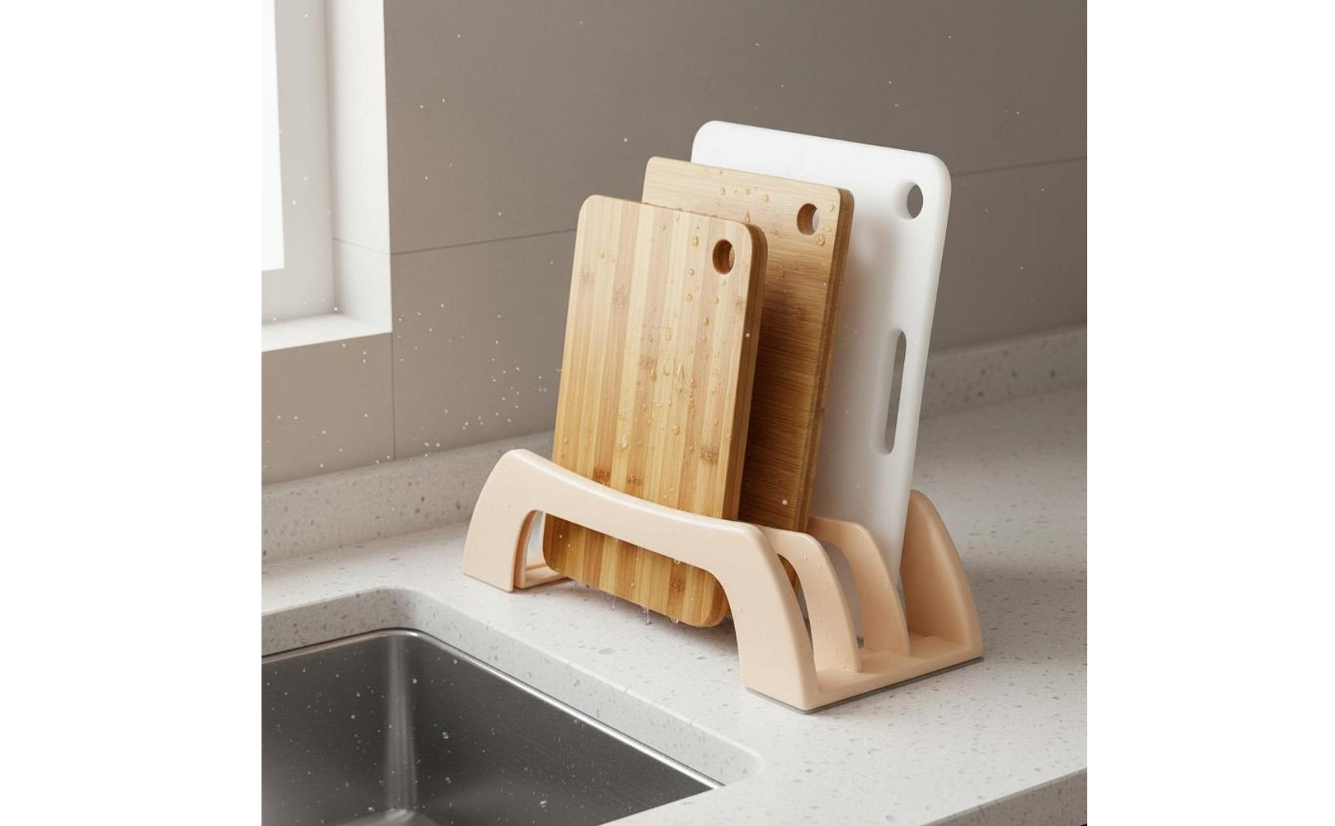 3 Slot Chopping Board Organizer Ventilated Board Holder