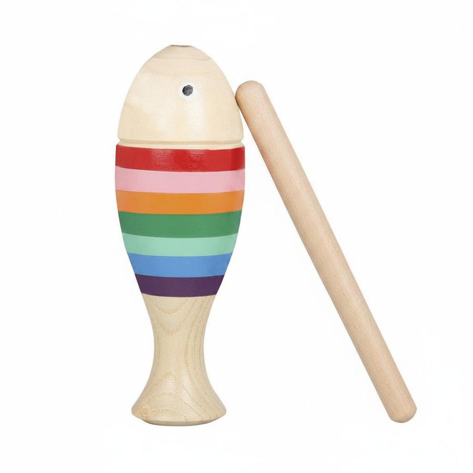 Rainbow Fishes Guiro Easy to Use Wooden Fishes Drum Wood Block with for Kids, Early Education