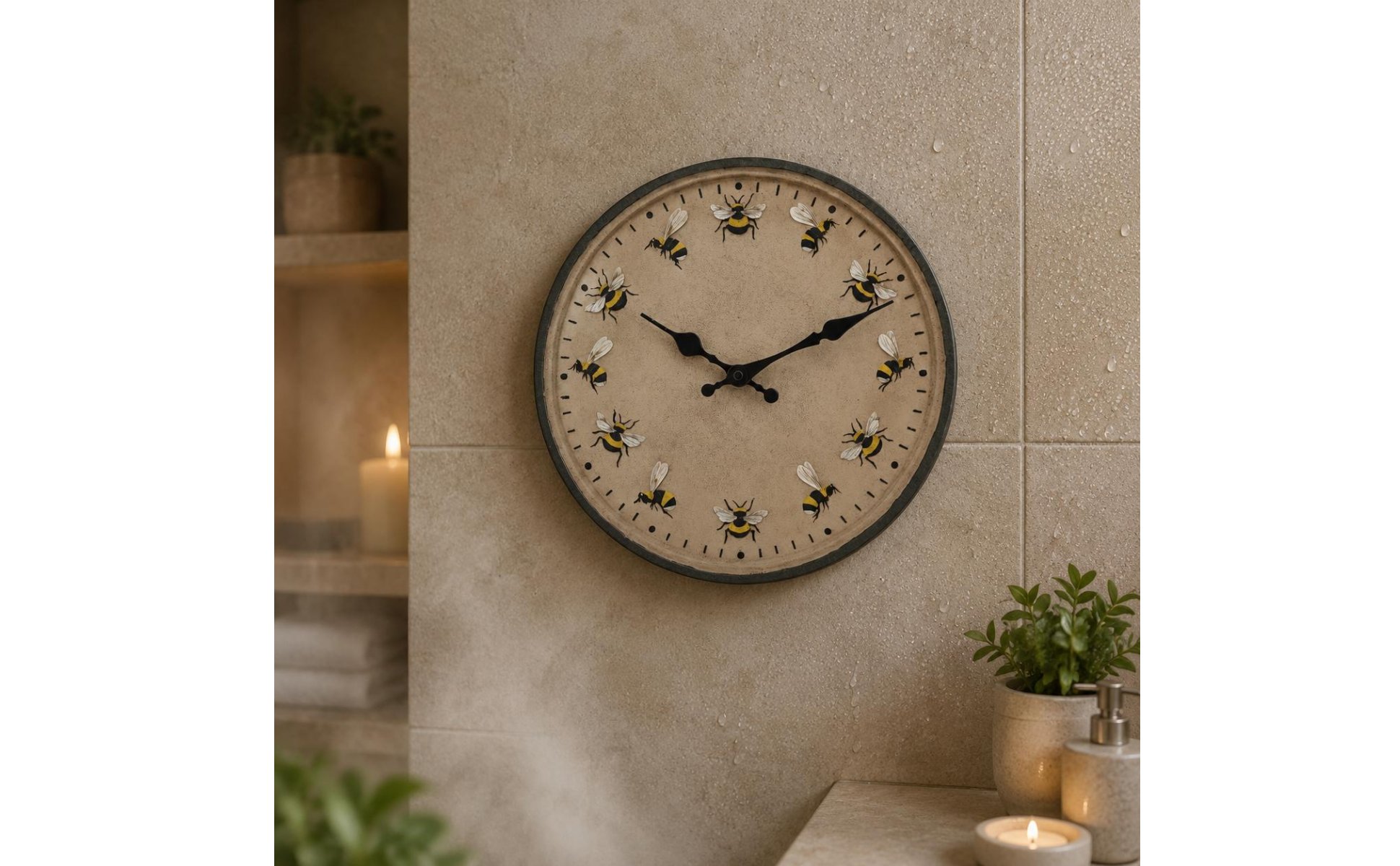 Bee Wall Wall Clock IP44 Waterproof Garden Wall Wall Clock Anti-Fog for Bathroom