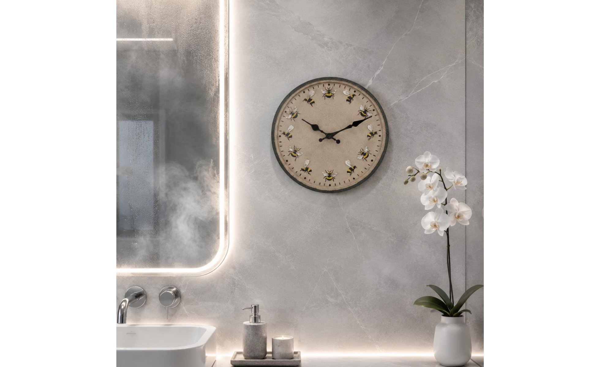 Bee Wall Wall Clock IP44 Waterproof Garden Wall Wall Clock Anti-Fog for Bathroom