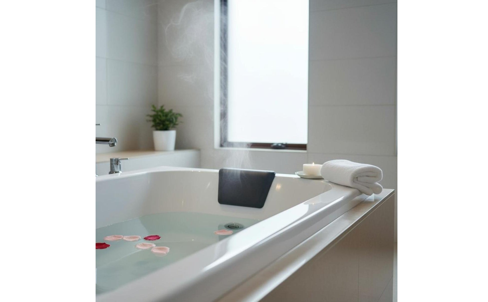 PU Foam Bath Pad Long-Lasting Bathtub Headrest Plush-Soft Padded for Bathroom