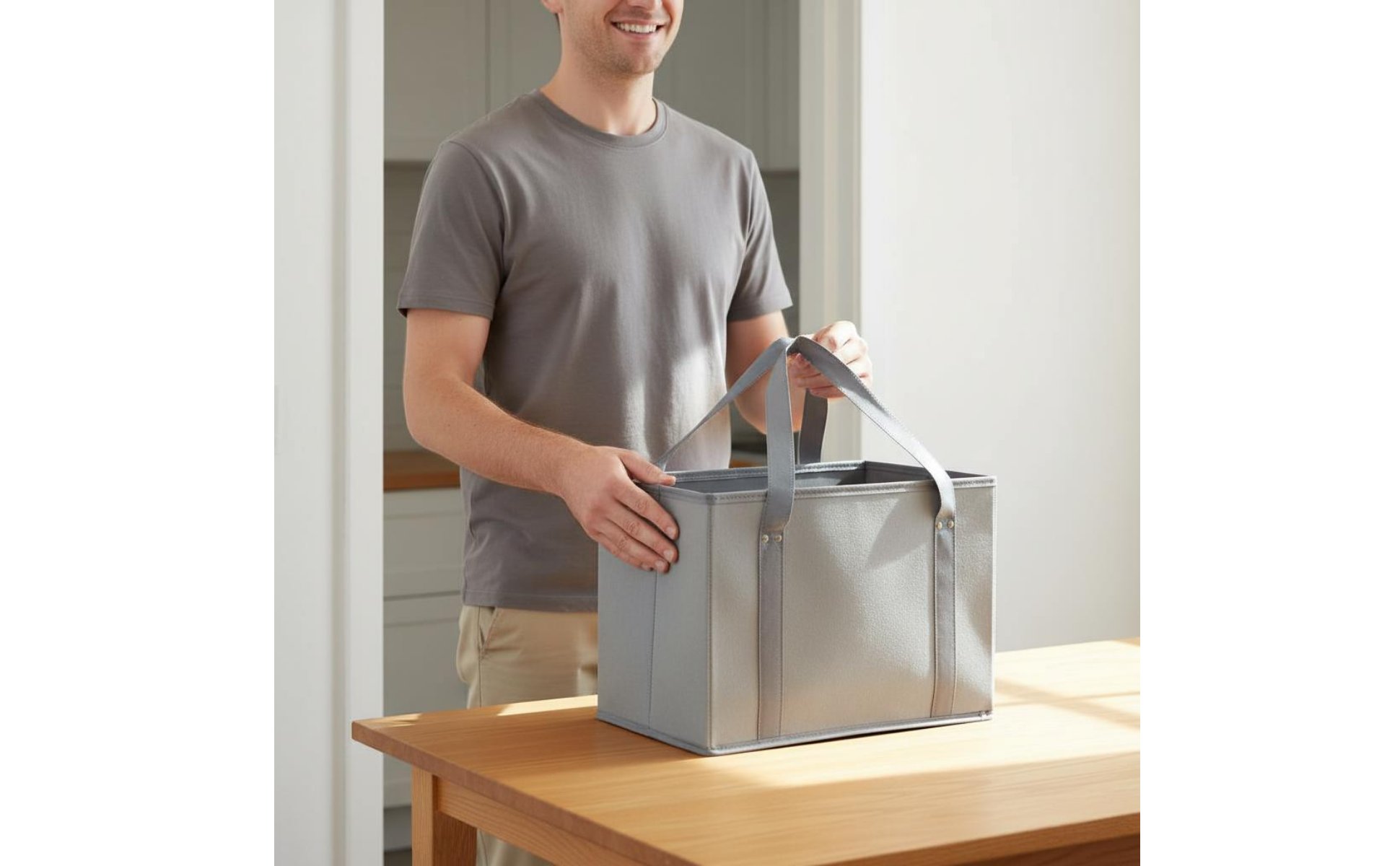 Foldable Shopping Container Easy to Clean Nonwoven Tote Container Large Capacity