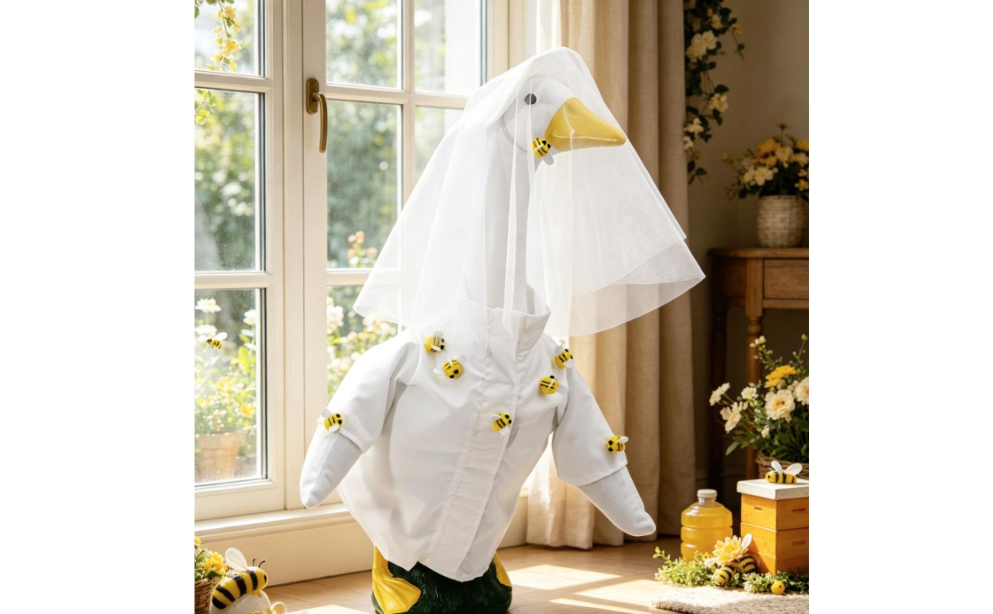Gänsefigur Kleid Festlich Bienen Gans Deko Niedlich Für Porch, Hof