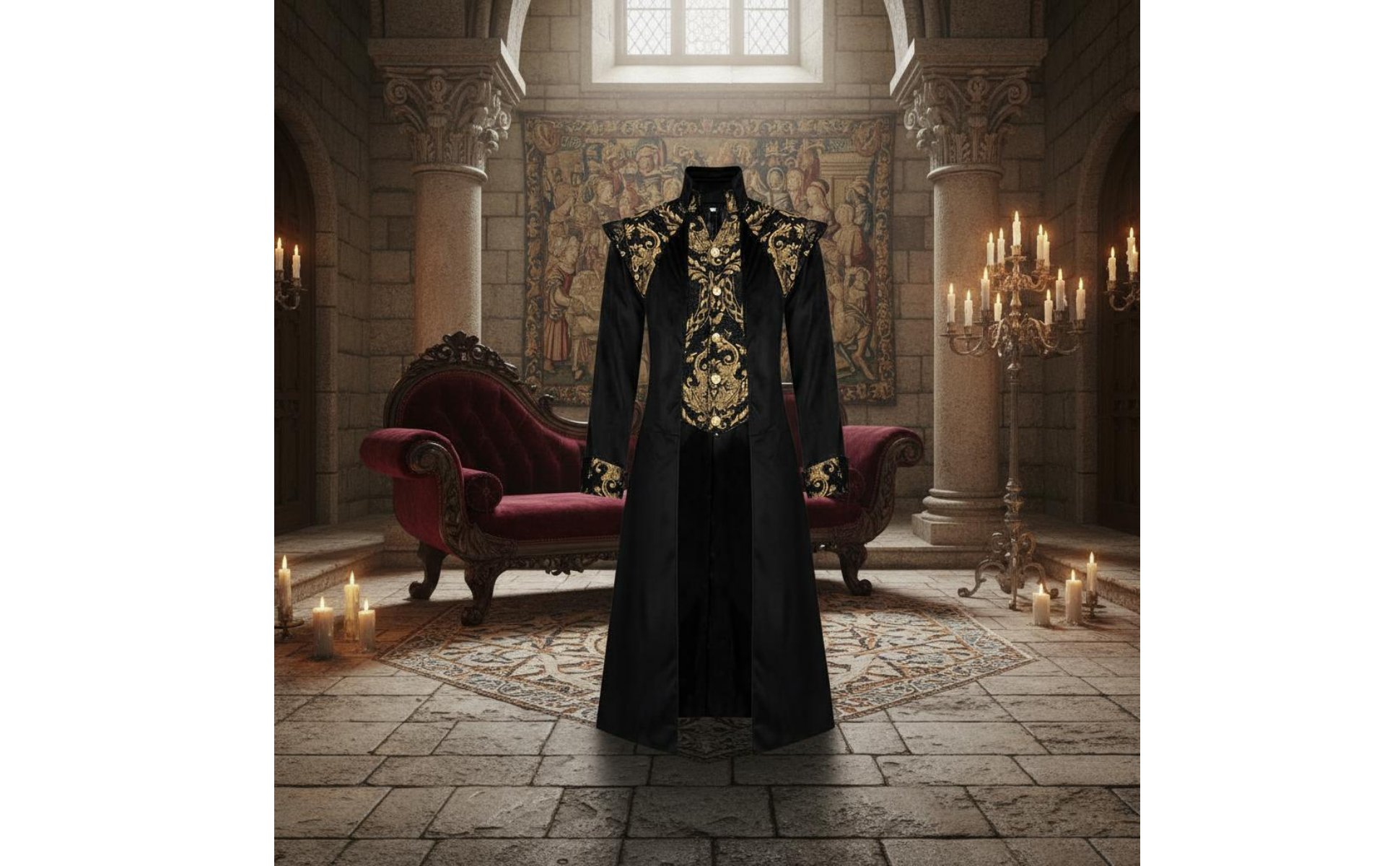 Manteau Steampunk Queue-de-Pie Col Montant Veste Gothique Queue-de-Pie