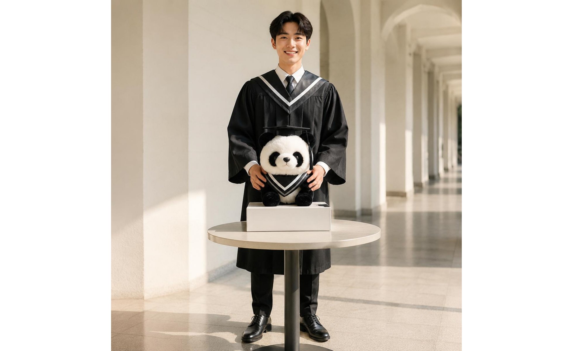 Peluche Panda Diplômé Mignon Panda avec Toque Doux pour Étudiants Diplômés