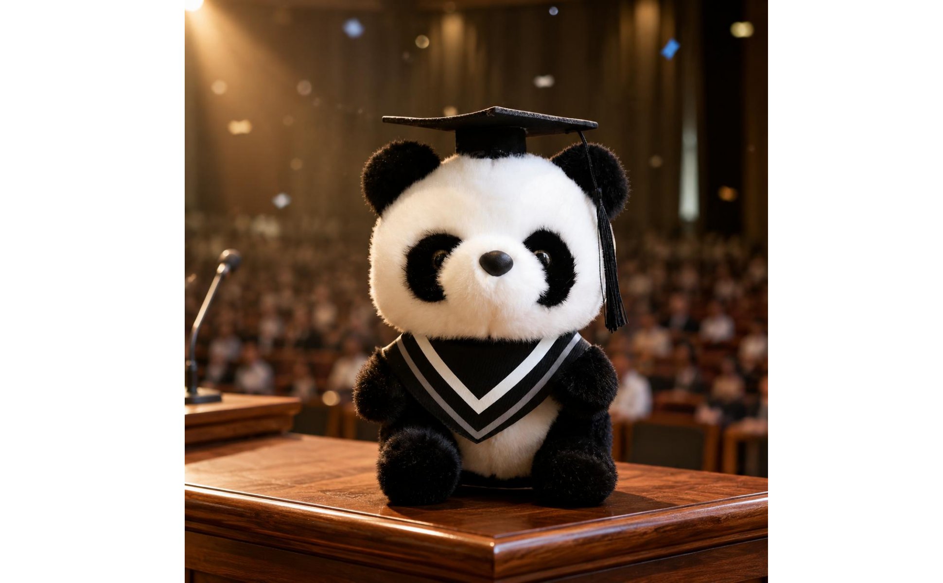 Peluche Panda Diplômé Mignon Panda avec Toque Doux pour Étudiants Diplômés