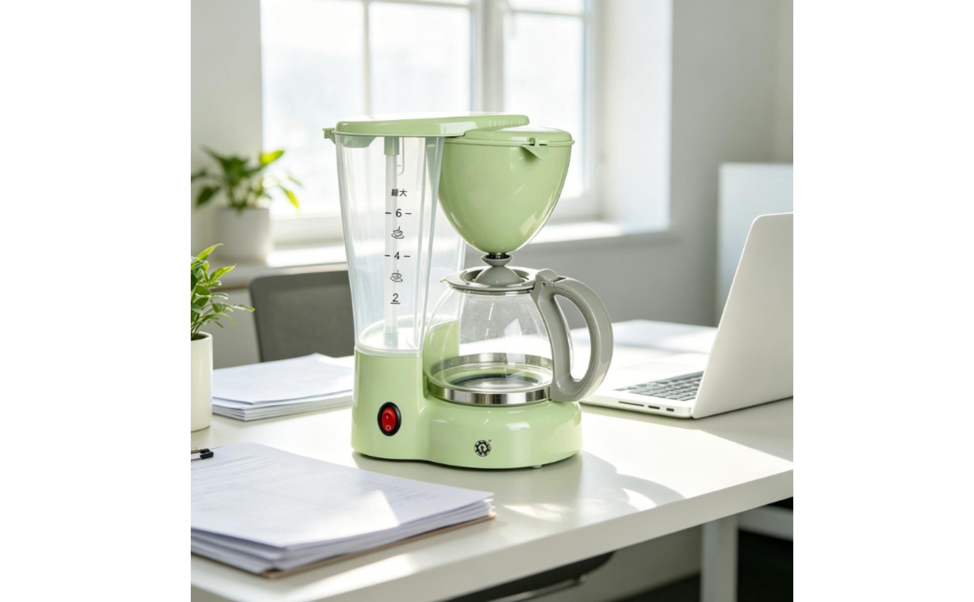 Multi-Function Brewing Automatic Pour-over Coffee Machine Single-Button-Button Control Coffee and Tea Machine Compact Design Kitchen Appliance Keep Warm for Home Users, Office Workers