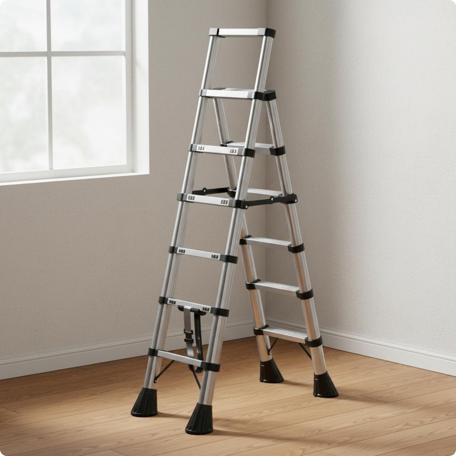 Telescopic Ladder Stainless Steel Telescoping Ladder Portable for Laundry Room