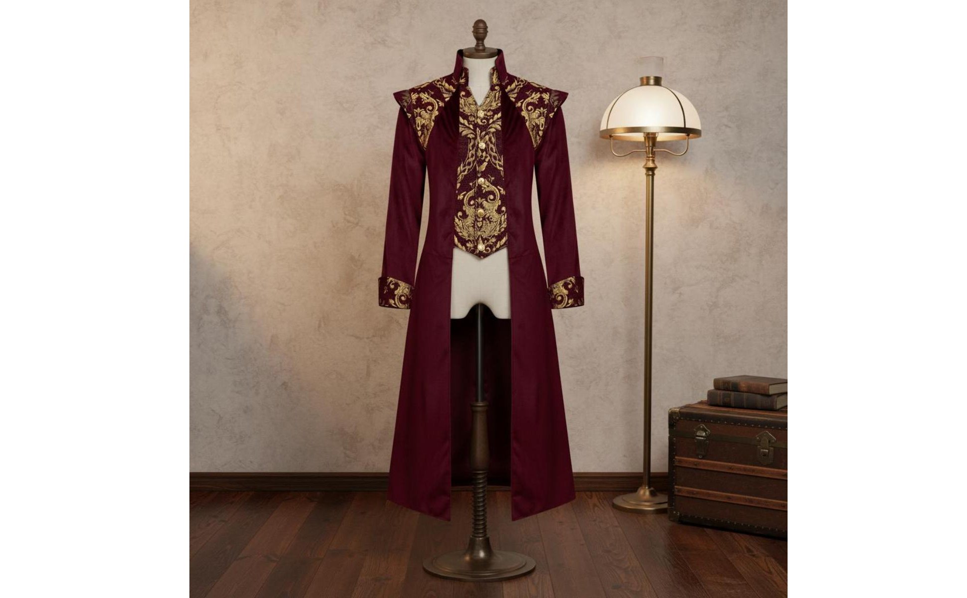 Manteau Steampunk Queue-de-Pie Col Montant Veste Gothique Queue-de-Pie