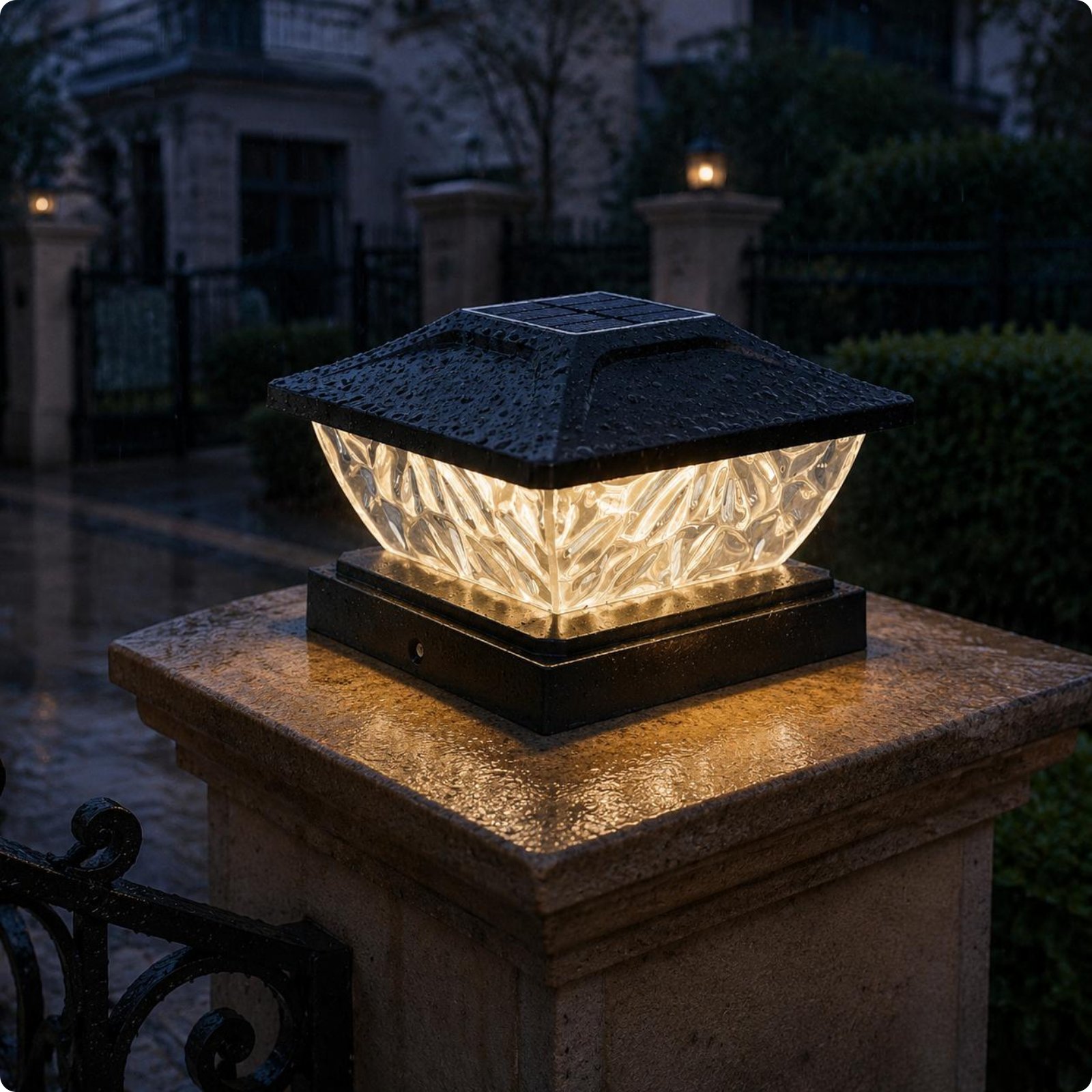 Solar Post Light Waterproof Column Lamp Easy to Install for Courtyard, Gate