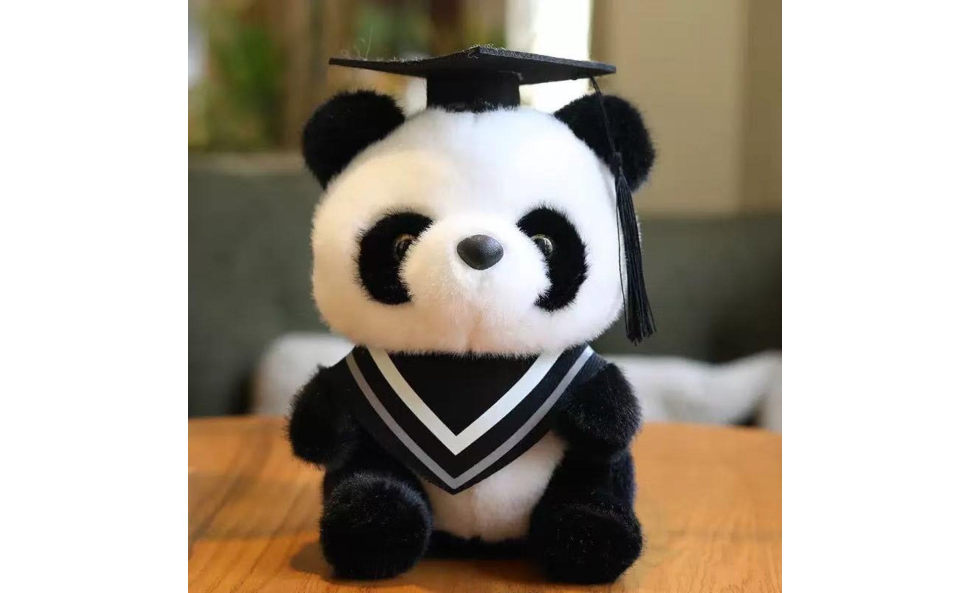 Peluche Panda Diplômé Mignon Panda avec Toque Doux pour Étudiants Diplômés