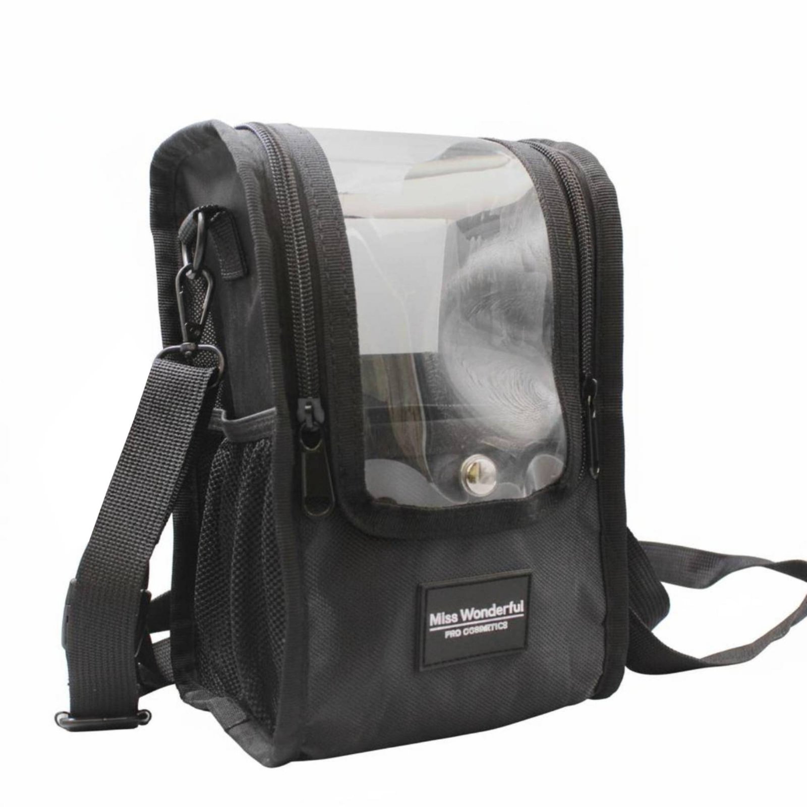 Makeup Artist Bag Multiple Compartments Clear Top Crossbody Tool Bag Lightweight Wearable Makeup Brush Holder for on Set